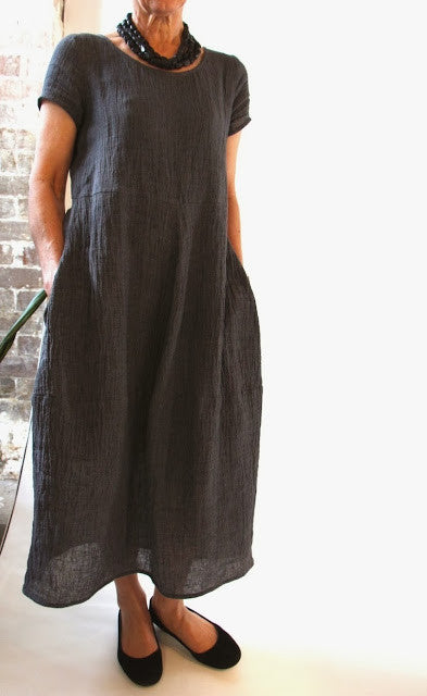 Charcoal Crush Crinkle Linen Fabric - Soft Wrinkled Textured Linen Material for Dresses, Curtains & Home Decor | Perfect for DIY Sewing Projects & Bohemian Style Clothing