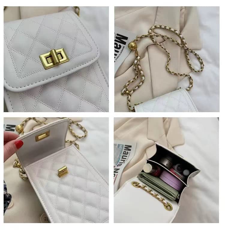 Stylish Women's PU Leather Quilted Crossbody Bag - Fashion Messenger Shoulder Purse with Chain Strap for Phone & Wallet | Perfect for Work, Travel & Everyday Use