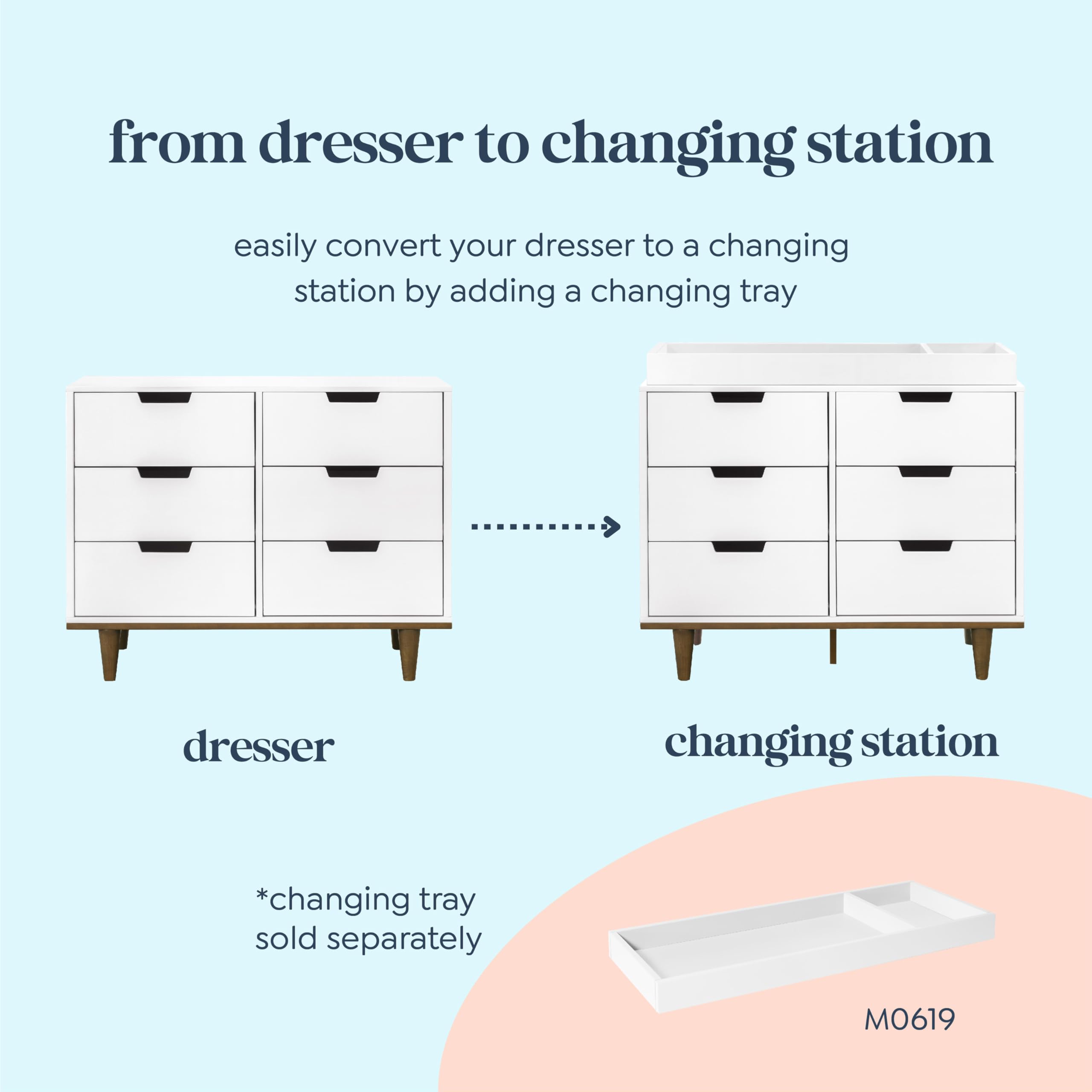 DaVinci Marley 6-Drawer Double Dresser in White & Natural - GREENGUARD Gold Certified for Nursery, Kids Room & Bedroom Storage Solution