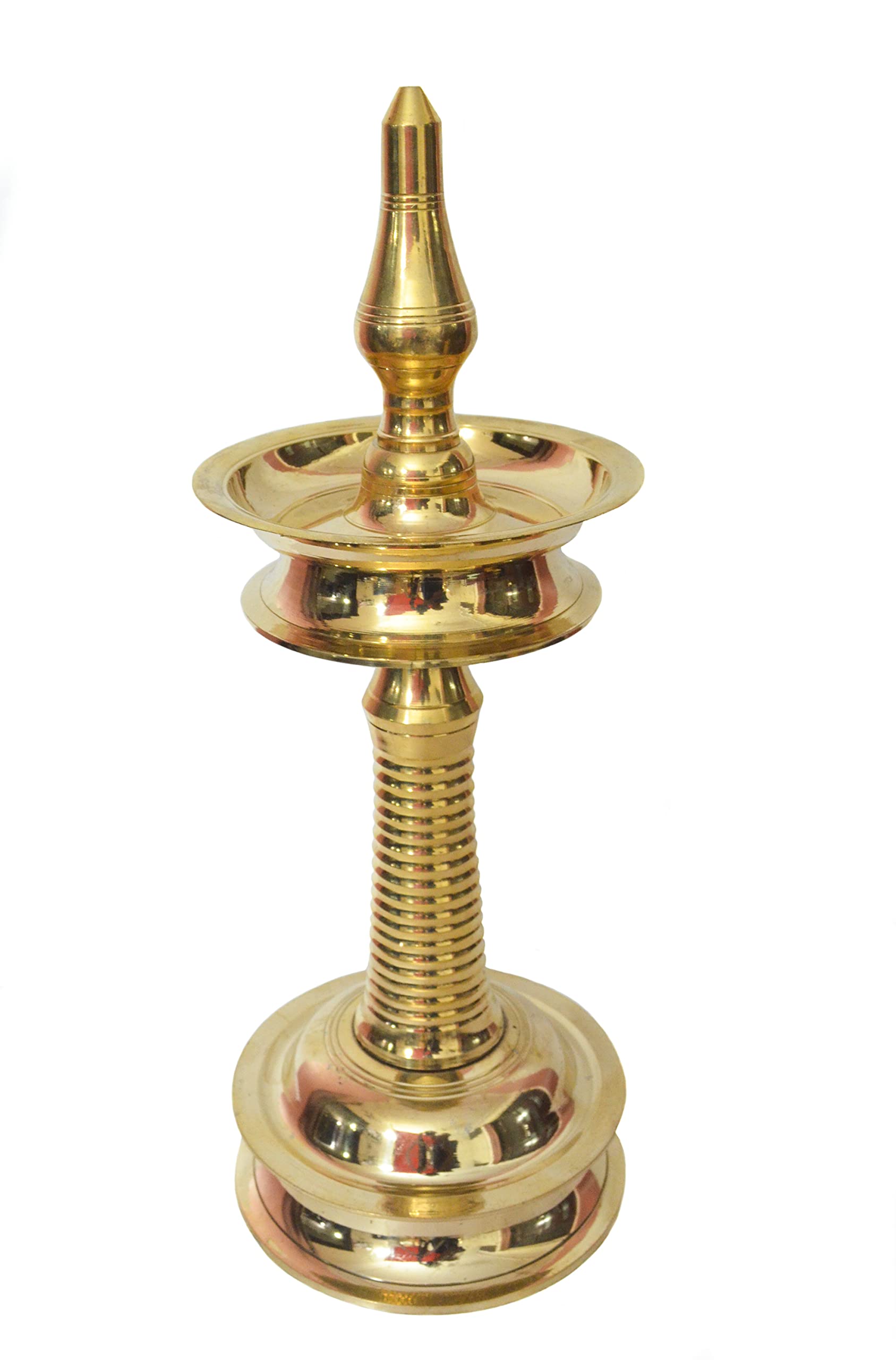 TANGERINE Traditional Kerala Brass Nilavilakku Oil Lamp - 12 Inch Height Handcrafted Diya for Pooja, Home Decor & Wedding Ceremonies