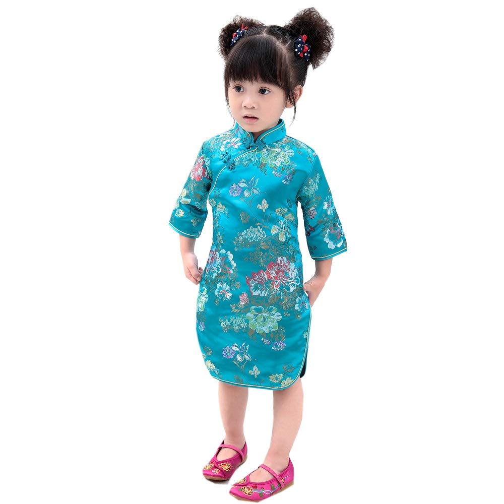 Elegant Peony Rose Qipao Cheongsam Dress for Women - Half Sleeve Chinese Traditional Wedding Dress, Princess Birthday Party Costume | Perfect for Bridal Shower, Tea Ceremony & Cultural Events