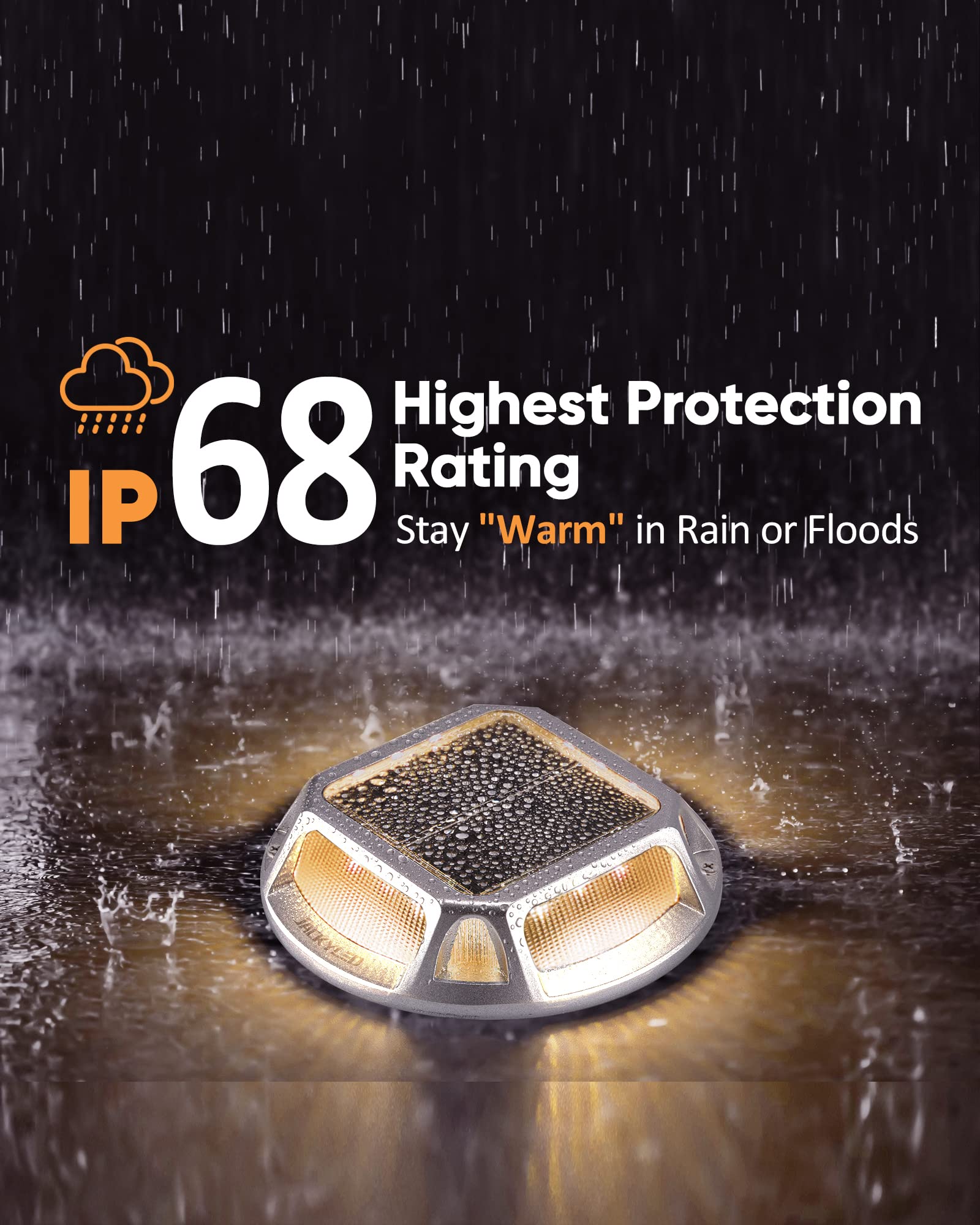 12-Pack JACKYLED Solar Dock Lights Outdoor - 12 LED Waterproof Solar Driveway Lights (3000K Warm White) for Driveway, Sidewalk, Steps, Stairs, Garden & Patio Lighting | IP68 Waterproof Solar Powered Landscape Markers