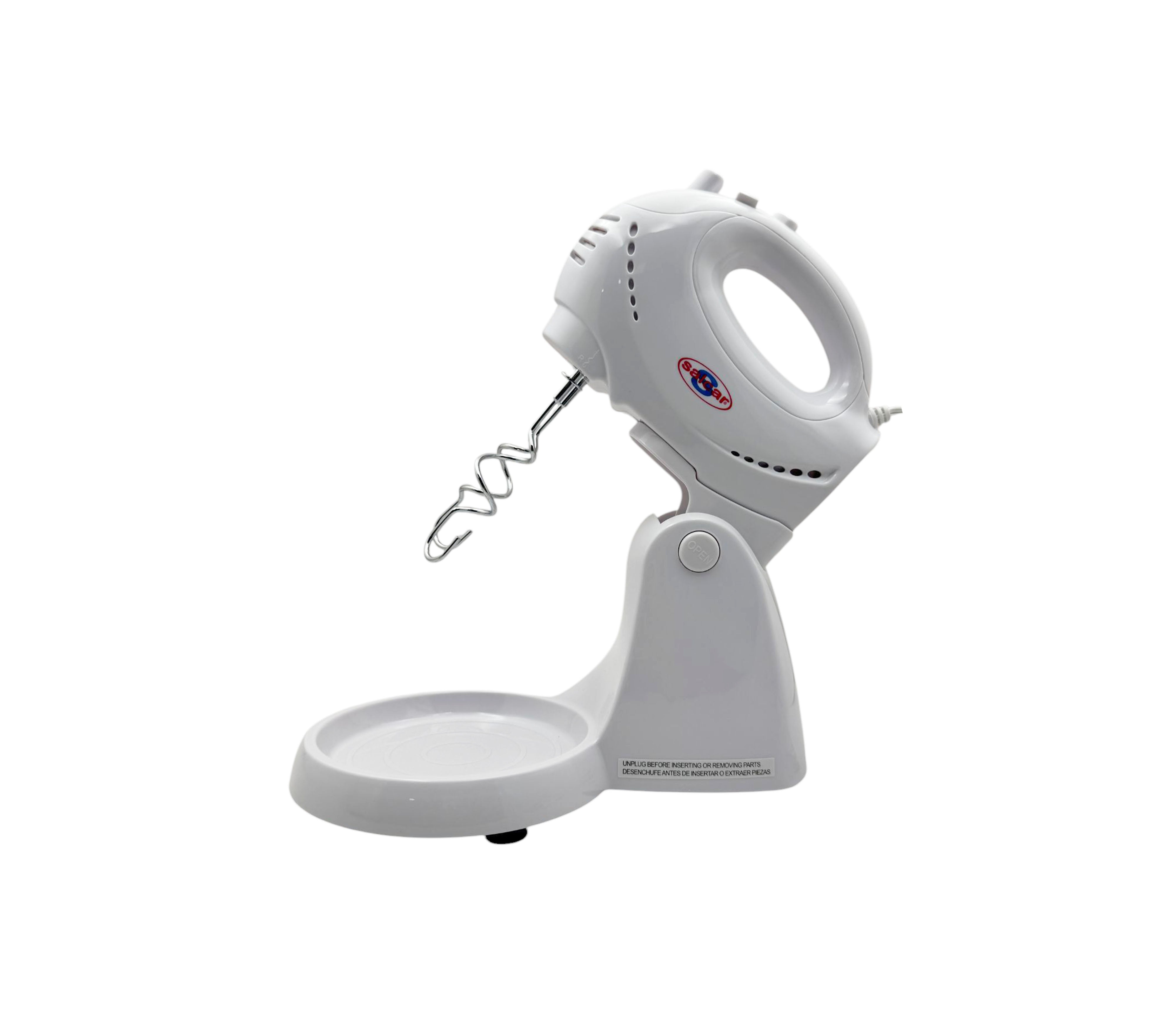 5-Speed Stand Mixer with Stainless Steel Bowl - White Salcar - Perfect for Baking, Mixing Dough, and Whipping Cream in Home Kitchens