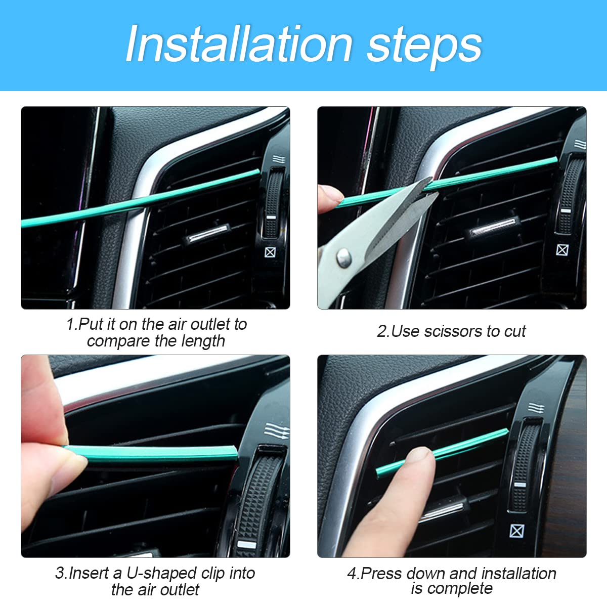 20PCS Universal Waterproof Bendable Car Air Vent Trim Decoration Strip - Gold AC Vent Outlet Cover for Most Vehicles | Car Interior Accessories & Styling Upgrade