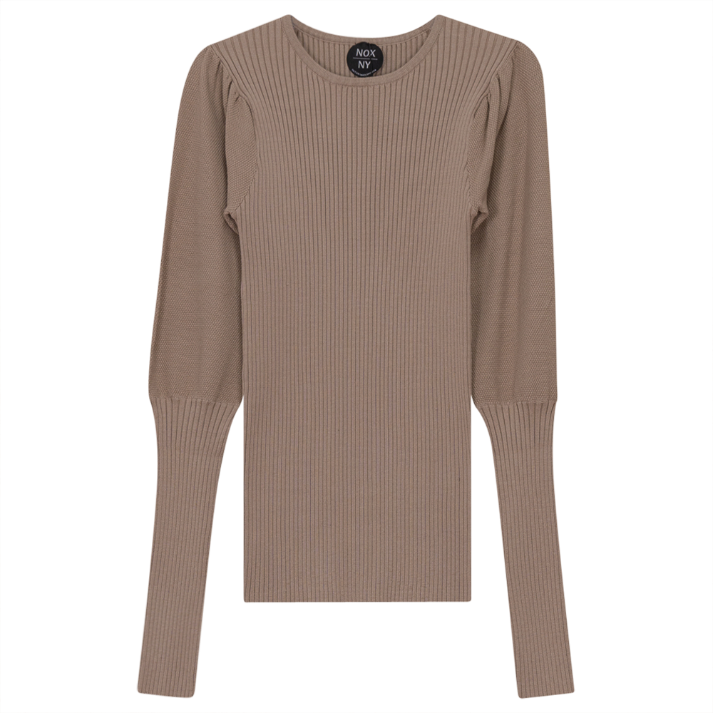 Stylish Rib Knit Top with Puff Sleeves for Women - Trendy Casual Blouse for Everyday Wear & Date Nights