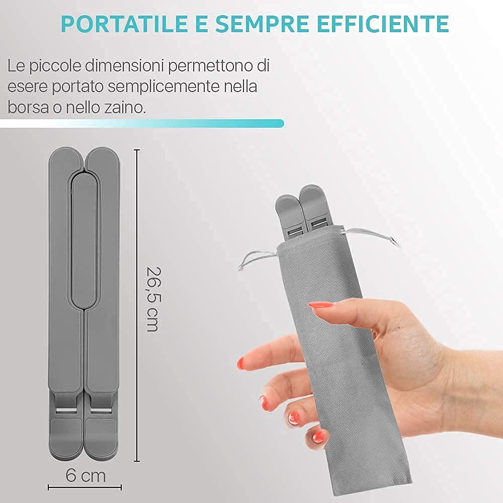 Porta PC Pieghevole Regolabile - Supporto per Laptop e Tablet con 6 Angoli, Design in Plastica e Silicone, Ideale per Ufficio, Casa e Viaggi