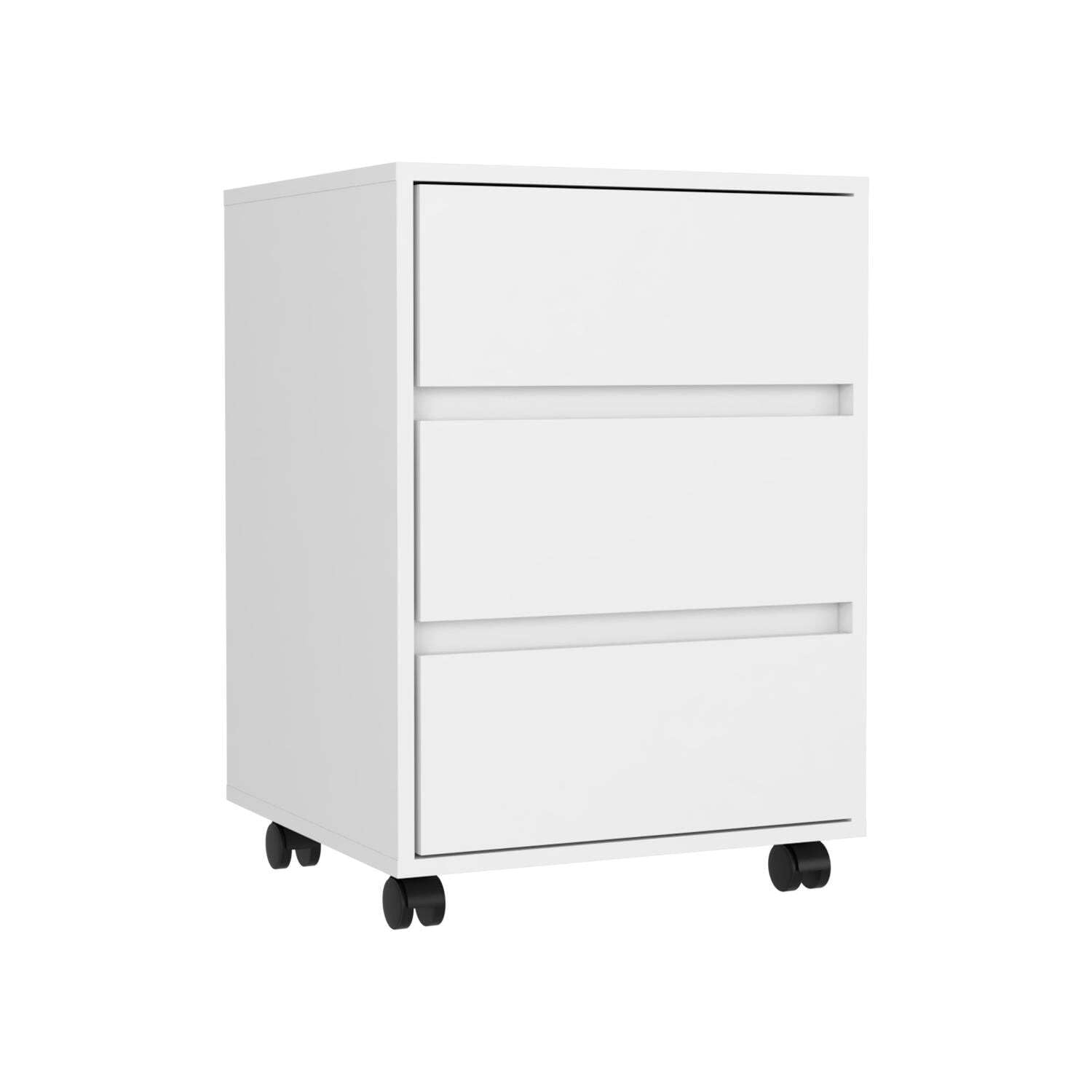 Tuhome Artemisa 3-Drawer File Cabinet with Lock, Mobile Rolling Storage with 4 Casters, Heavy Duty Metal Office Filing Cabinet for Documents - Perfect for Home Office, School, or Workplace Organization