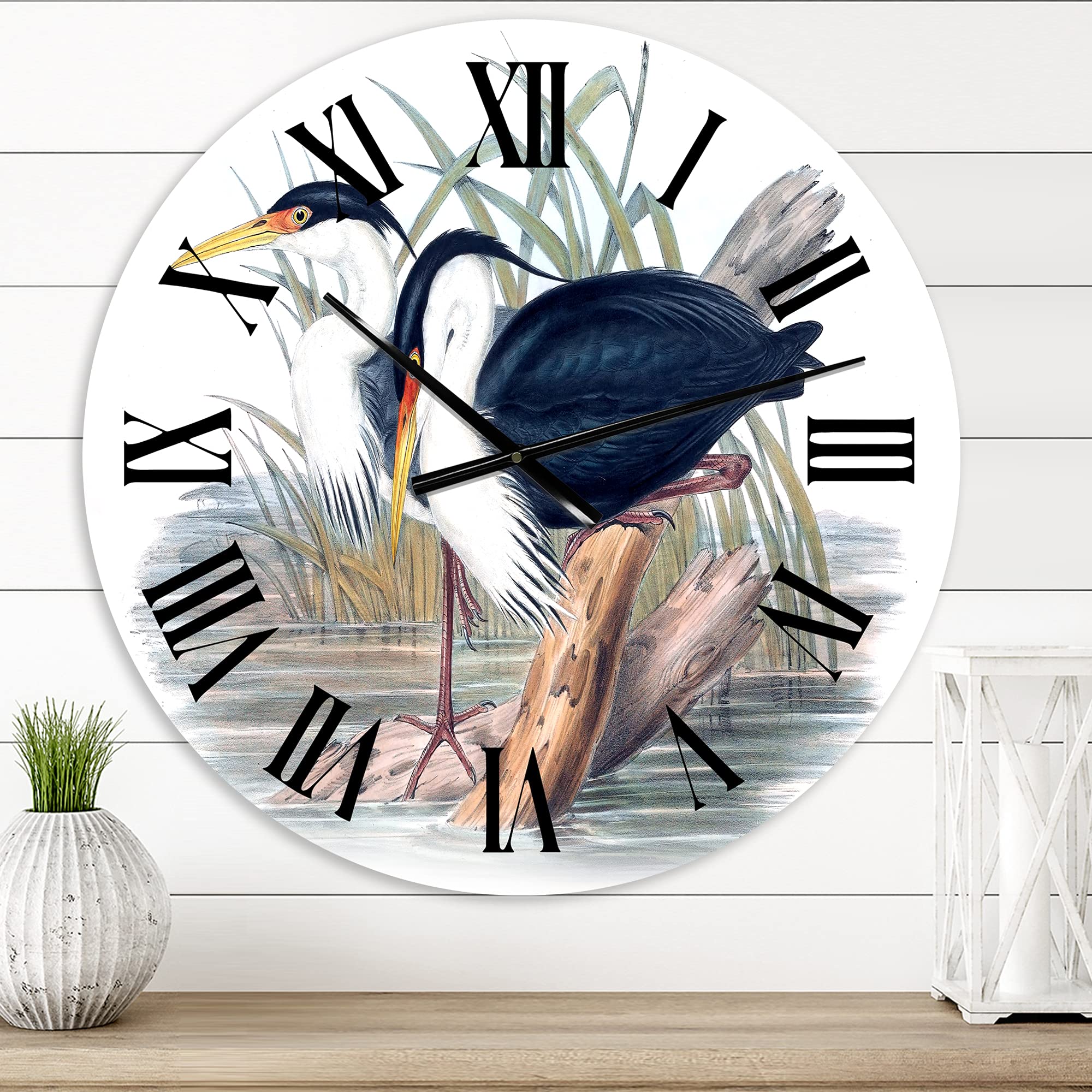 Vintage Bird Life II Large Wall Clock - Traditional Design for Kitchen, Living Room, Bedroom Decor - Silent Non-Ticking Wall Clock with Roman Numerals - Perfect Home & Office Decoration