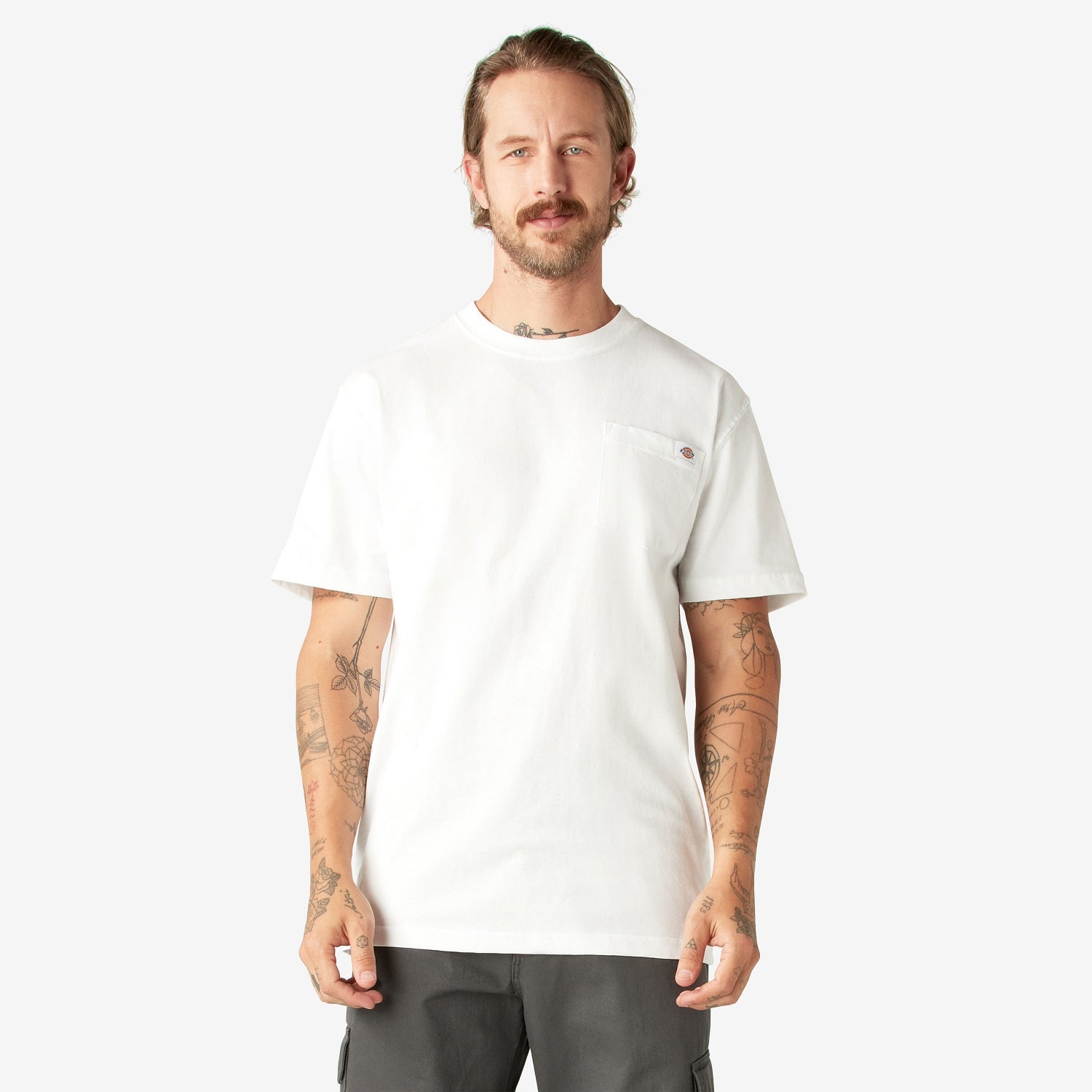 Dickies Men's Heavyweight Short Sleeve Pocket T-Shirt - Durable Workwear & Casual Wear - White - Perfect for Construction, Landscaping & Everyday Use