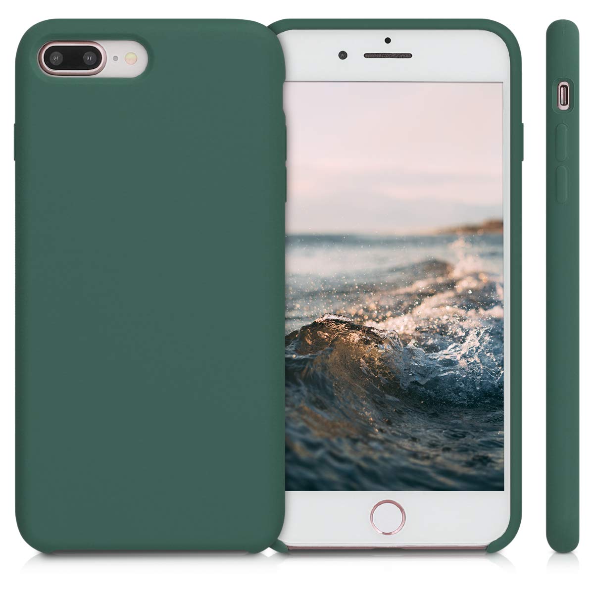 kwmobile Premium TPU Silicone Case for Apple iPhone 7 Plus/iPhone 8 Plus - Soft Protective Phone Cover in Forest Green - Perfect for Everyday Use, Work & Outdoor Activities