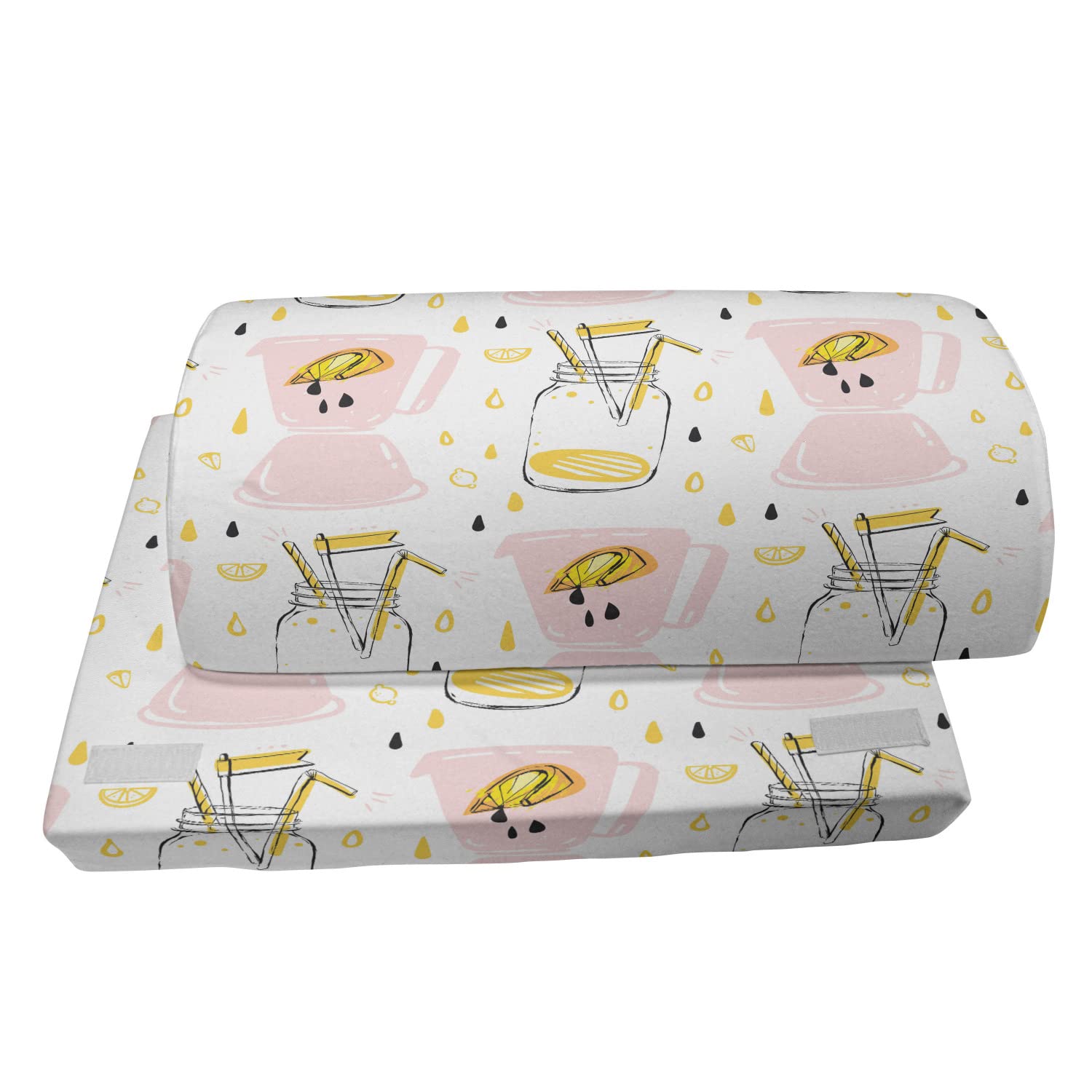 Ambesonne Summer Foot Rest - Adjustable Ergonomic Memory Foam Leg Support with Non-Slip Backing, Abstract Lemonade Glass & Lemon Slices Design - Perfect for Office, Home & Relaxation