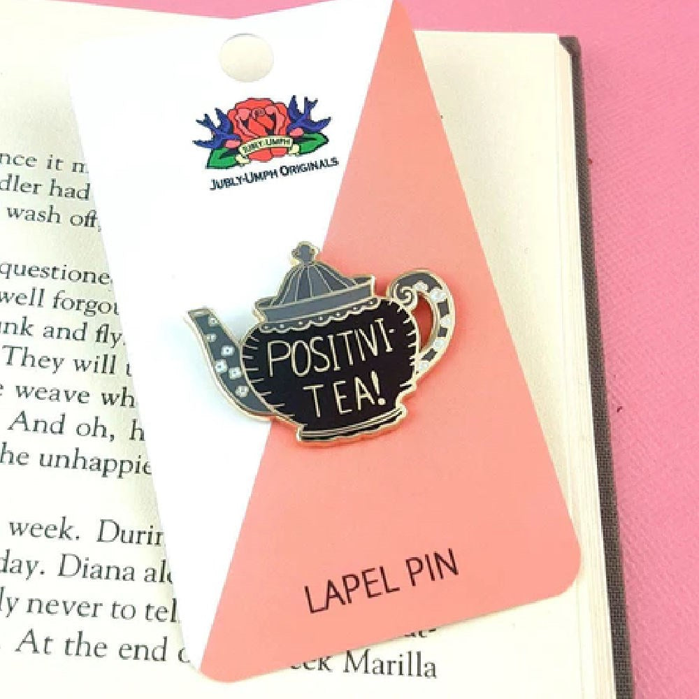 Jubly Umph Positivi Tea Lapel Pin - Inspirational Enamel Pin for Jackets, Bags & Hats - Perfect for Gifts, Office Wear & Everyday Motivation
