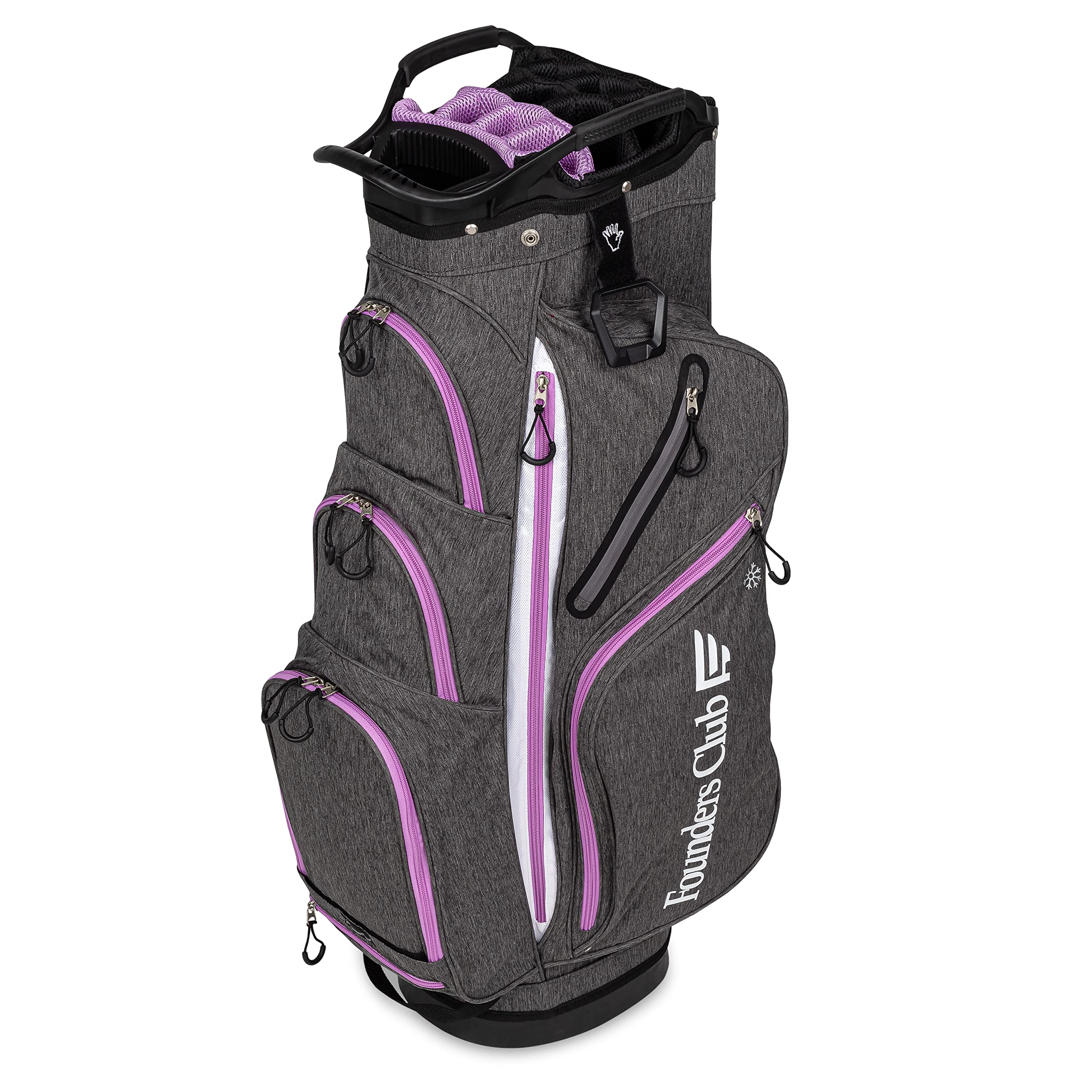 Founders Club Franklin Golf Push Cart Bag - Lightweight 15-Way Full Length Divider with Rain Cover - Secure Push Cart Base & External Putter Tube - Perfect for Golf Tournaments & Practice Rounds - Embroidery Panel for Personalization