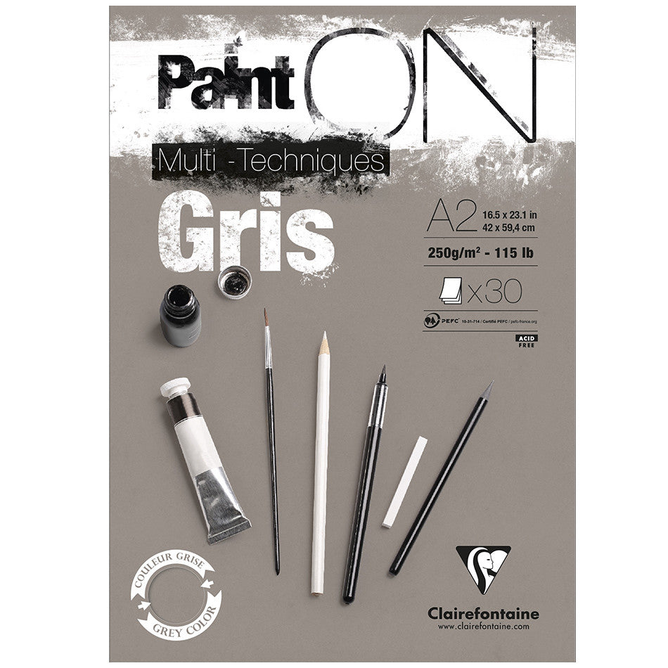 Clairefontaine A2 Grey Glued Paint Pad - Premium Watercolor Paper for Artists, Sketching & Mixed Media Projects
