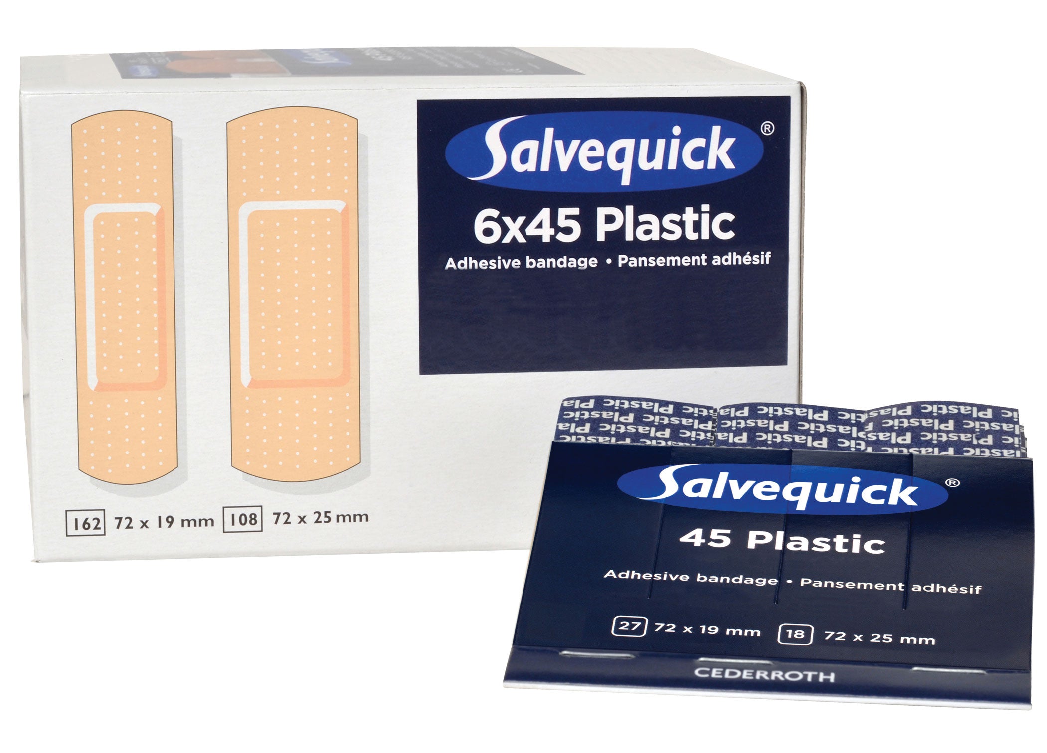 SALVEQUICK Plastic Bandage Refills (6 Packs x 36 Count) - Waterproof Adhesive Wound Dressings for First Aid, Cuts, Scrapes & Burns - Home, Office & Travel First Aid Kit Essential