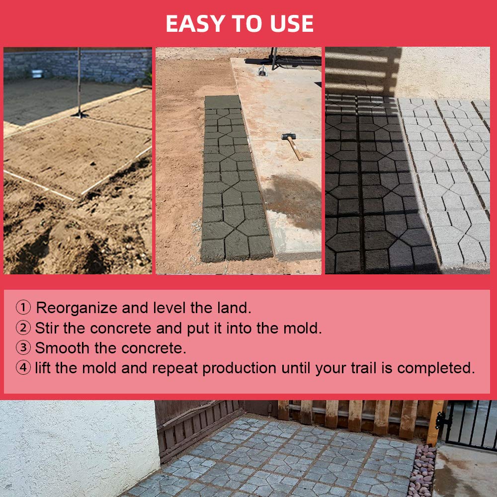 Anothera 15.7x15.7x1.57 Inch Reusable Concrete Path Maker Mold - Square Stepping Stone Paver for DIY Walkway, Lawn, Patio & Garden Paving - Perfect for Yard Landscaping and Outdoor Decor