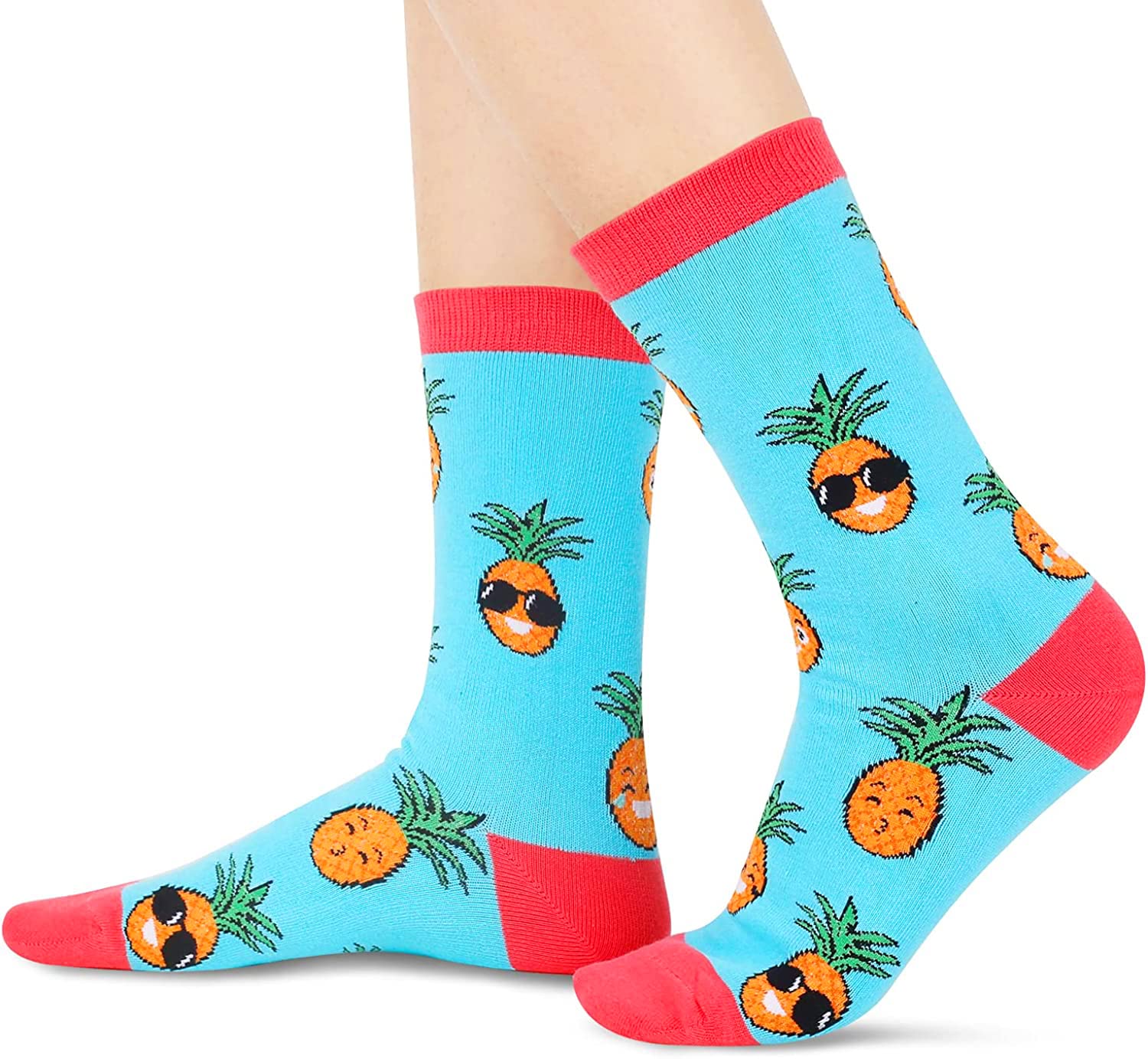 HappyPop Women's Fruit Socks - Pineapple & Strawberry Novelty Socks for Teens & Adults | Funny Pickle Socks Gift for Birthday, Christmas | Comfortable Cotton Socks for Casual Wear, Gifts & Fun Outfits