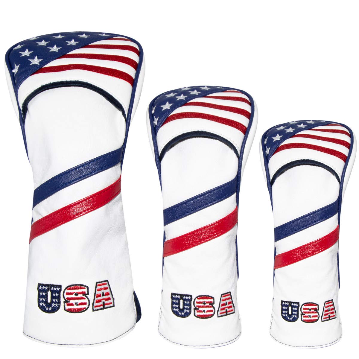 Premium Leather Golf Club Head Covers - Driver, Wood & Hybrid (Fits Titleist/Ping) for Men & Women - On-Course Protection