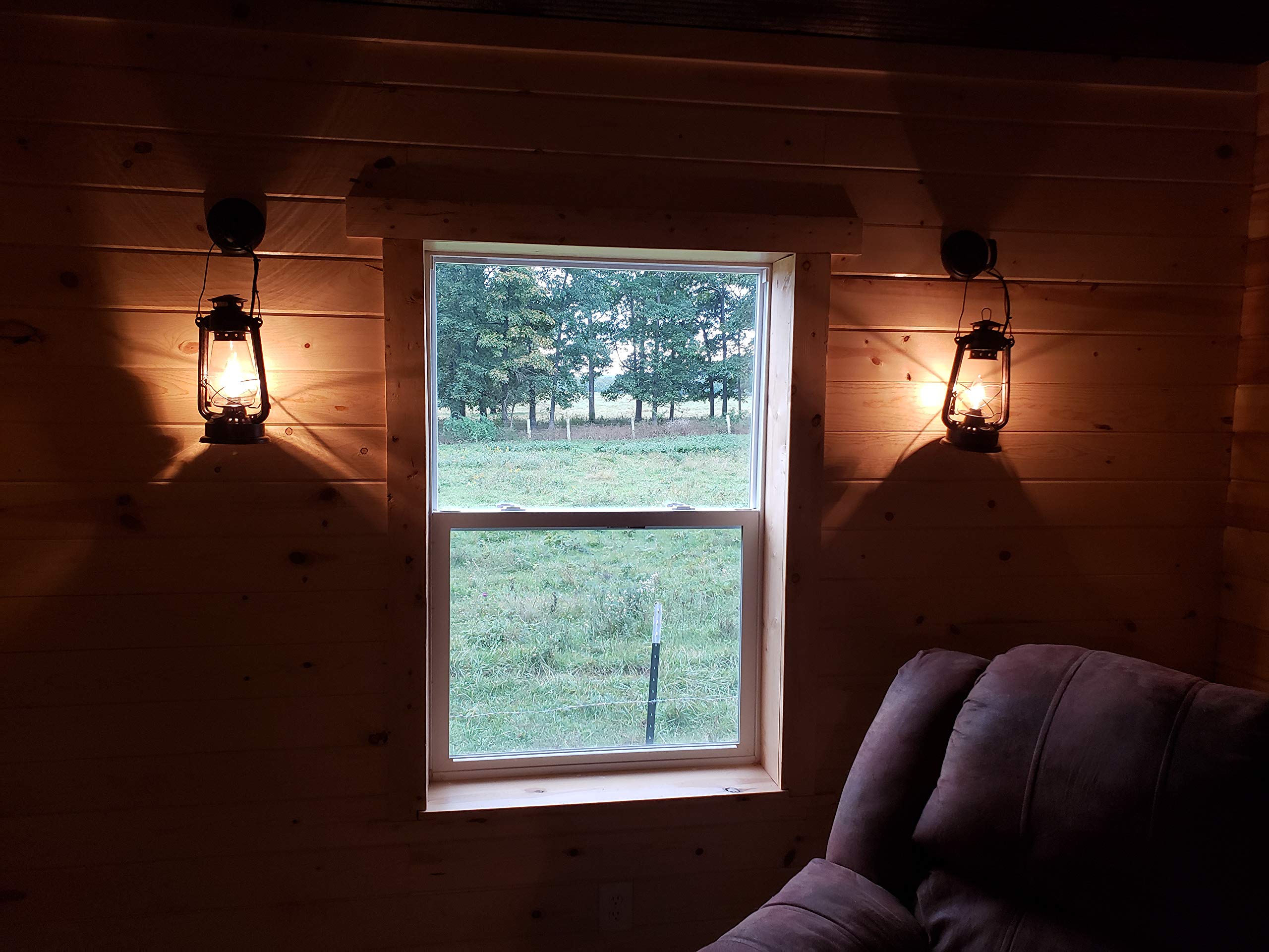 Rustic Wall Sconce Lantern Set of 2 - Farmhouse Wall Light Fixtures with Glass Globe, Hardwired Electric Lantern for Indoor/Outdoor Use - Black Finish - Perfect for Porch, Patio, Entryway & Bedroom Lighting