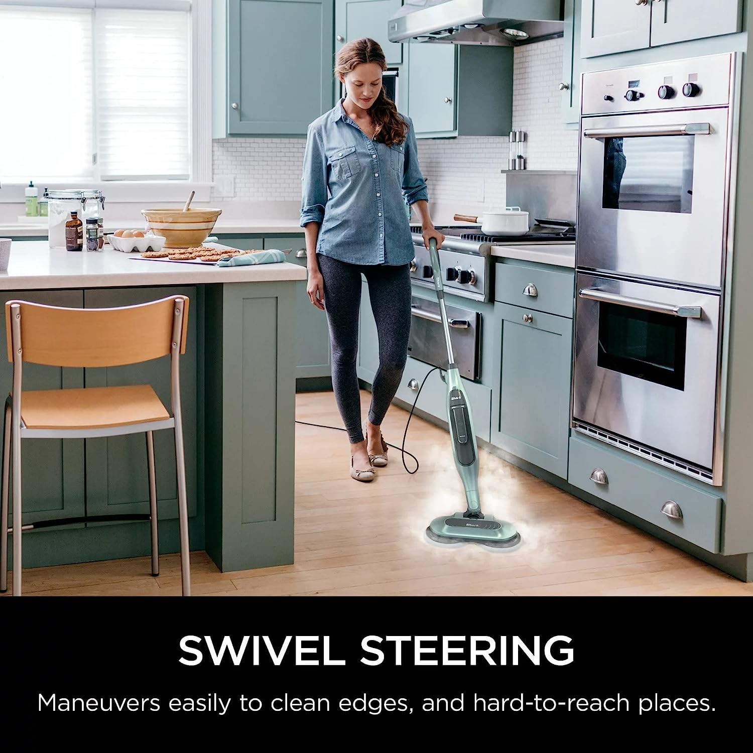Shark S7000AMZ Steam & Scrub All-in-One Hard Floor Steam Mop - Pure Water Cleaning System, Sanitizes & Scrubs Floors (Renewed) - Perfect for Tile, Laminate & Hardwood Floors in Kitchens, Bathrooms & Living Areas