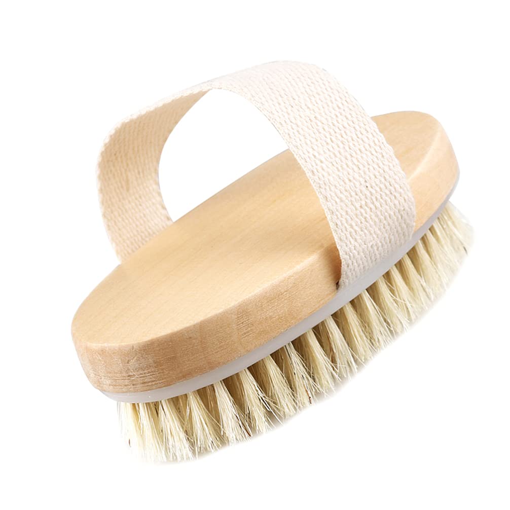 FOMIYES Natural Boar Bristle Dry Brush for Body - Exfoliating Skin Brush with Massage Benefits, Shower & Bath Brush for Cellulite Reduction & Improved Circulation - Perfect for Dry Brushing Routine & Spa-Like Skin Care at Home
