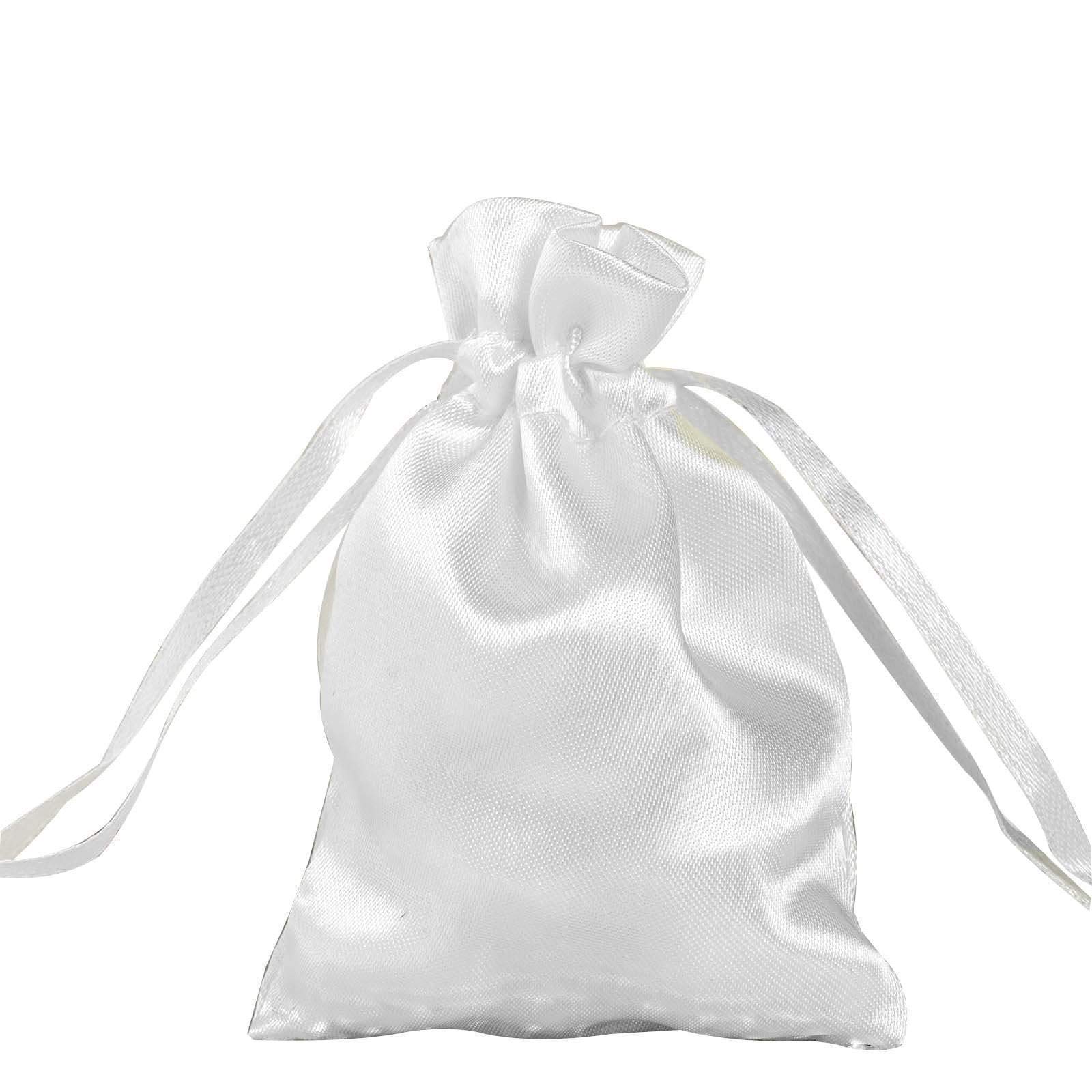 60 Pcs 3x4 Inch White Satin Drawstring Bags - Wedding Favors, Party Gifts, Jewelry Pouches & Candy Bags | Perfect for Bridal Showers, Baby Showers, Birthday Parties & Corporate Events
