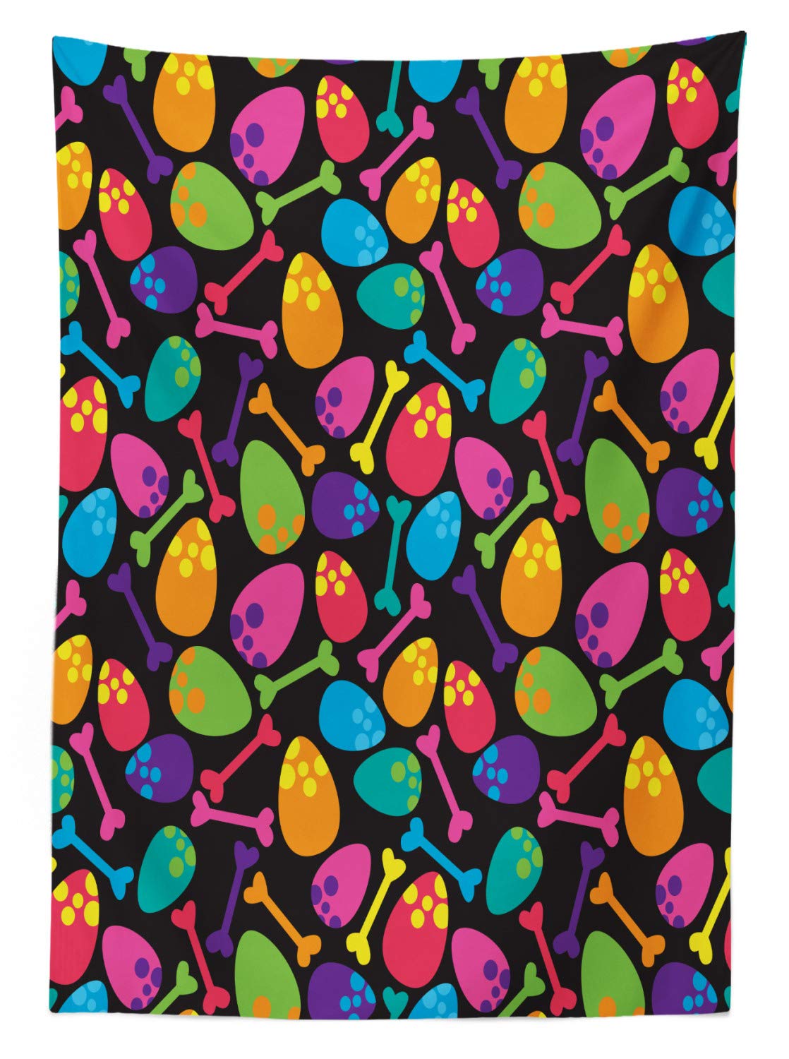 Ambesonne Dinosaur Tablecloth - Velociraptor, T-Rex & Dinosaur Eggs Design - 52