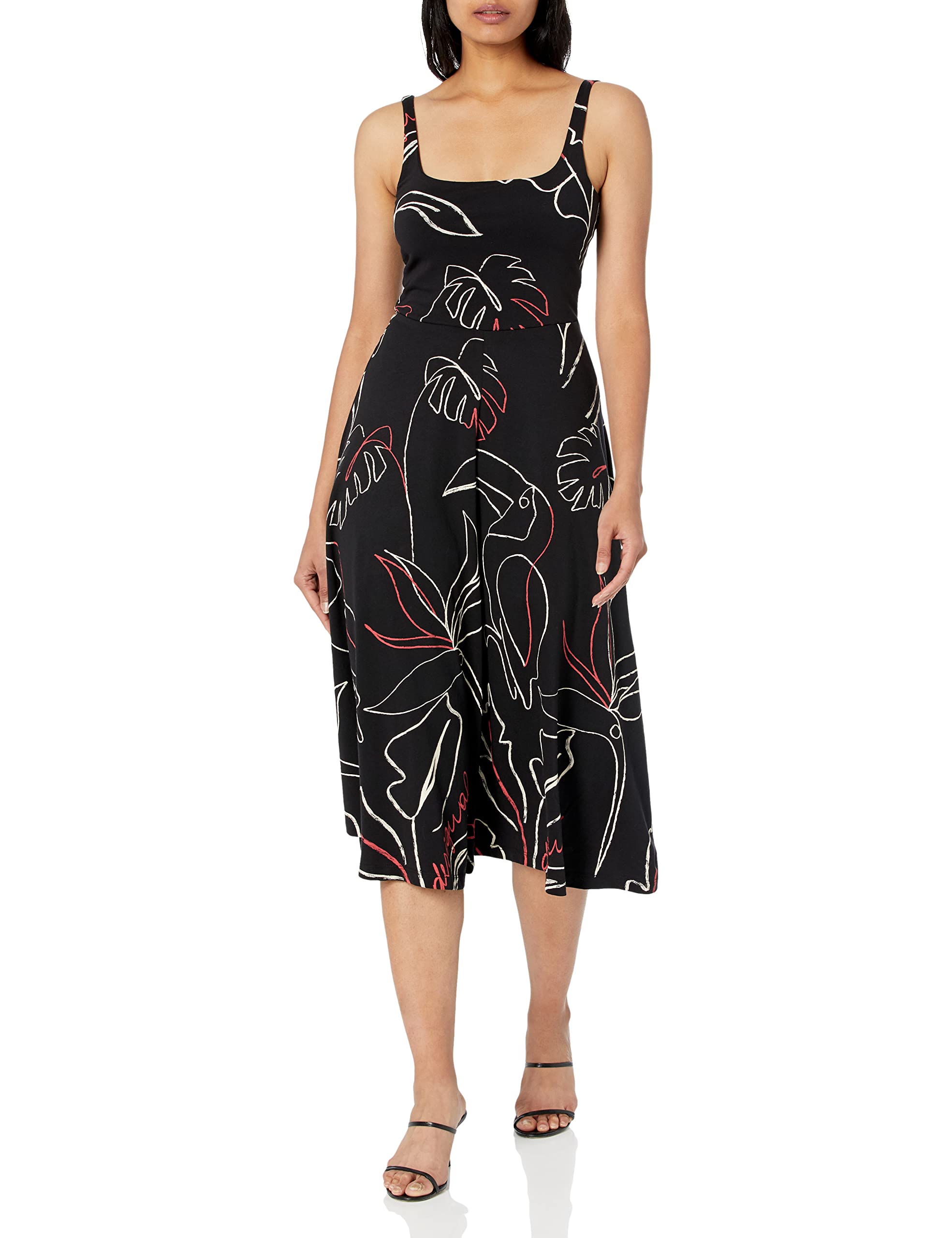 Desigual Women's Knit Dress with Adjustable Straps - Floral Print Summer Dress for Casual Outings, Beach Vacations & Date Nights