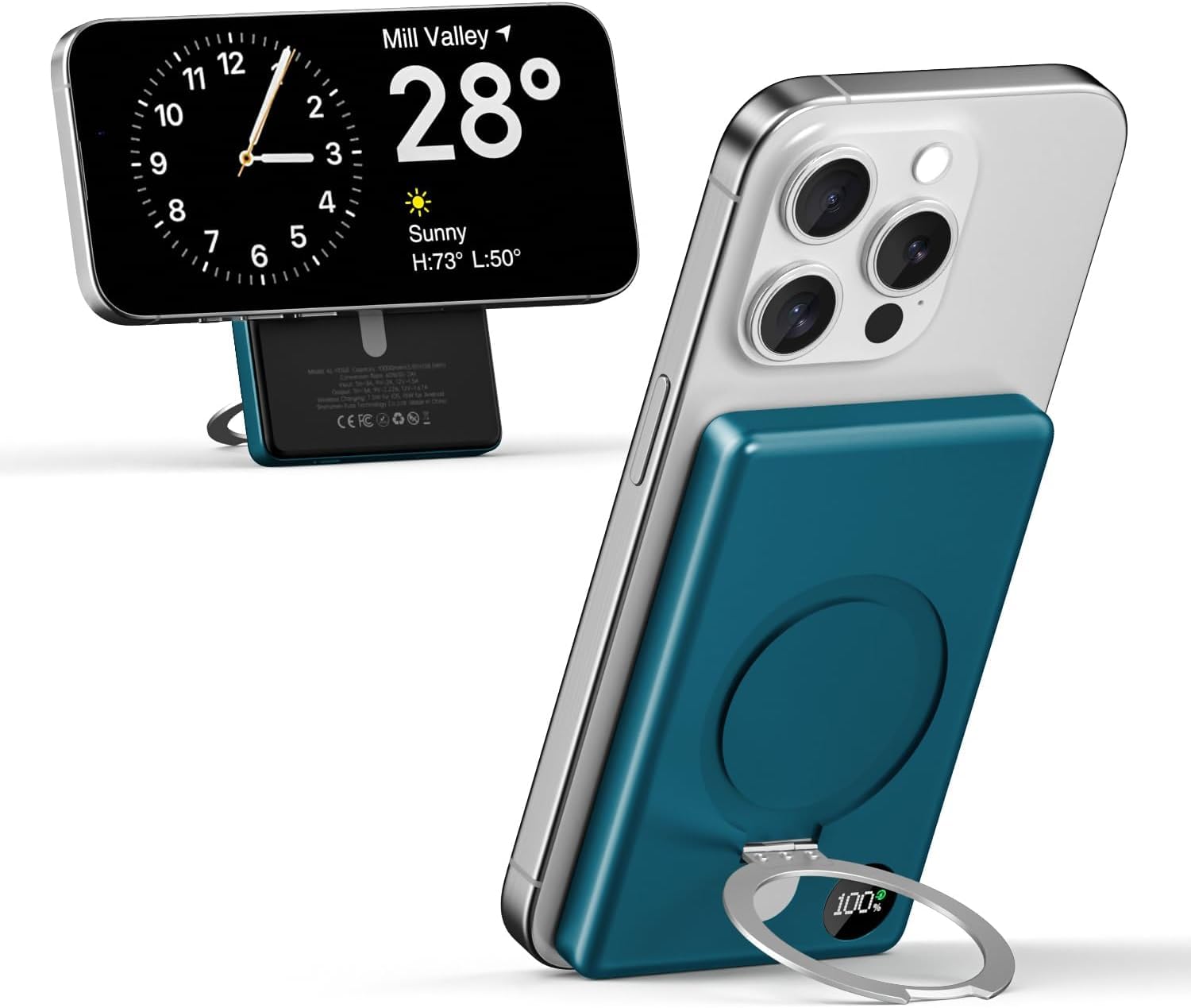 Kuulaa 10000mAh Magnetic Power Bank with LED Display & Stand - PD 20W Fast Charging, Ultra Slim Portable Charger for iPhone 15/14/13/12 Series, Magsafe Wireless Charger Battery Pack (Green) | Perfect for Travel, Work & Outdoor Adventures