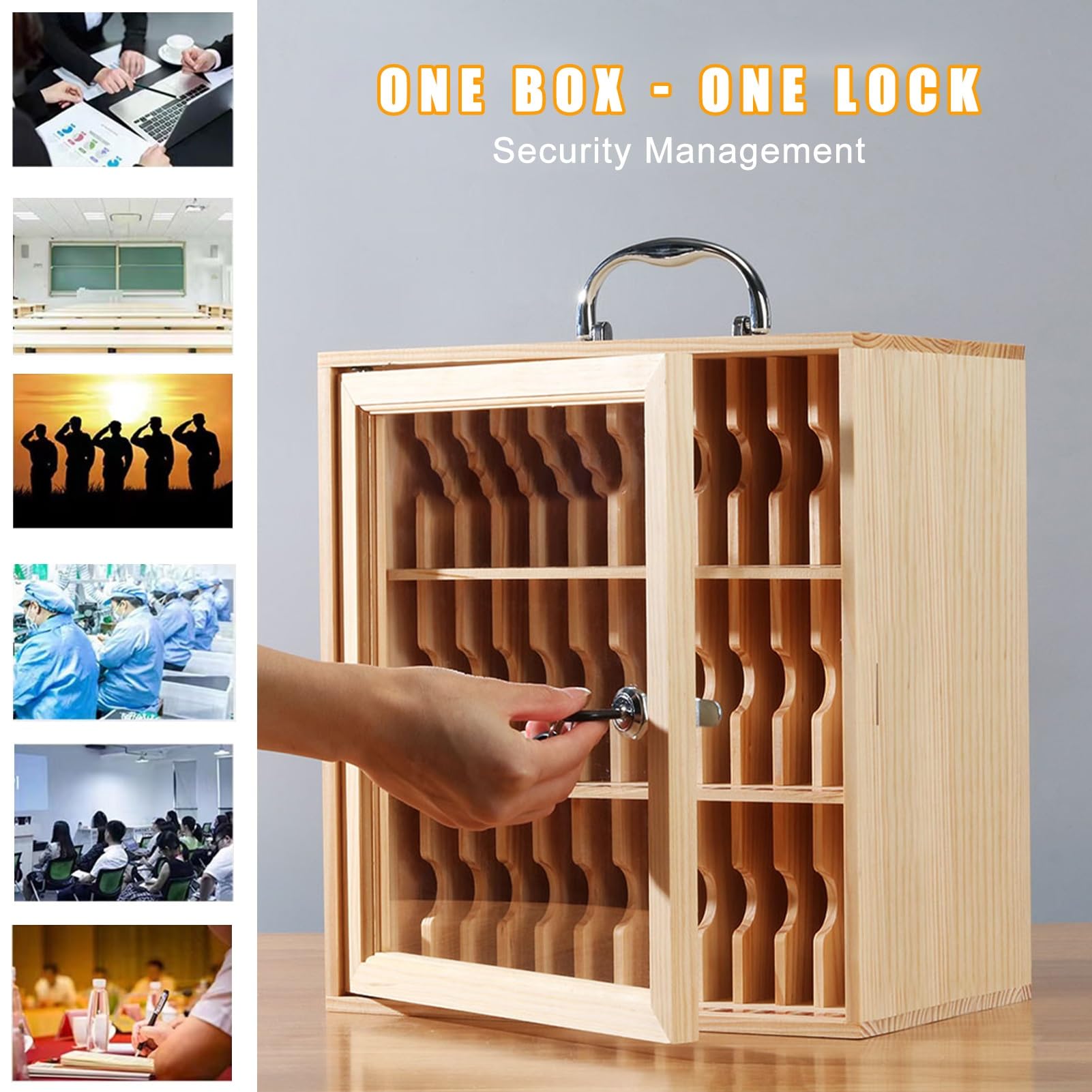 Wall Mounted Phone Storage Cabinet - Secure Mobile Phone Locker for 12/24/36/48/60 Devices - Durable Classroom, Office & Factory Cell Phone Organizer (Brown, 36 Slots) - Perfect for Schools, Workplaces & Manufacturing Facilities to Reduce Distractions & Improve Productivity