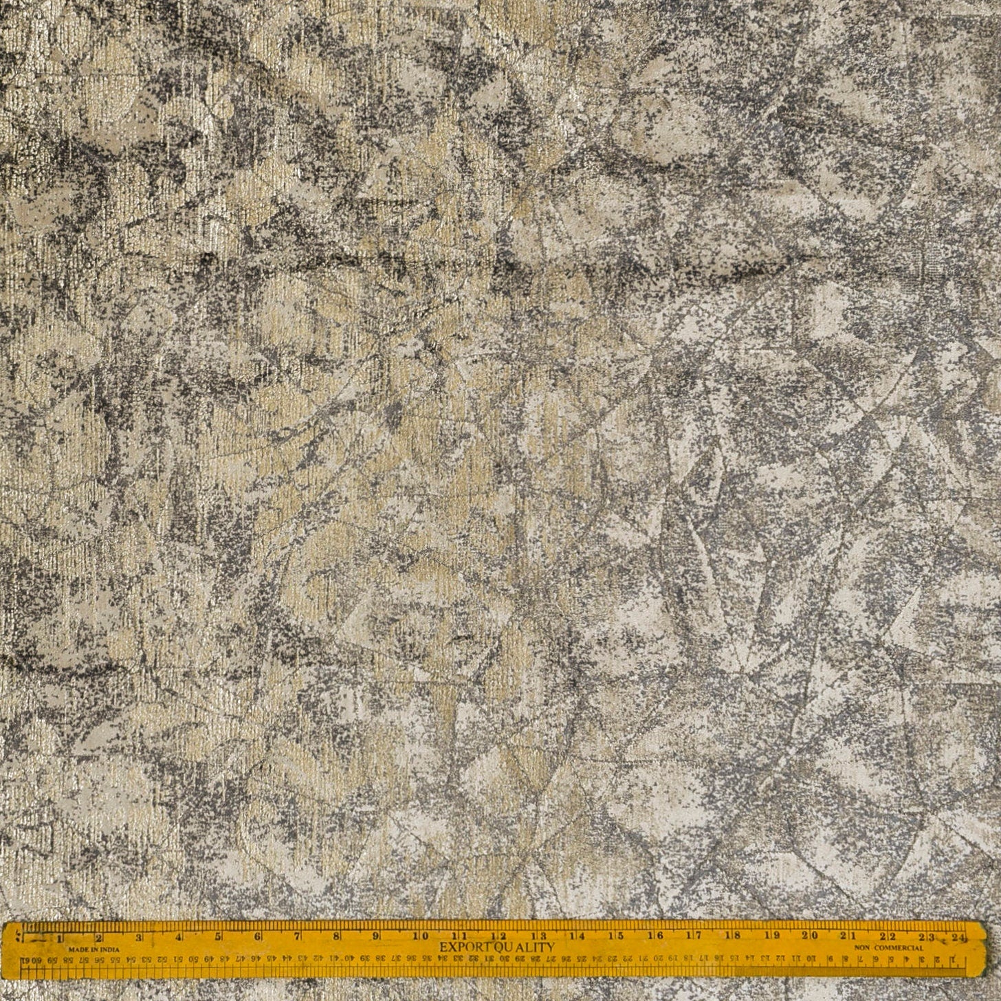 Beige Mosaic Foil Velvet Printed Textured Curtain Panels - Elegant Window Treatments for Living Room, Bedroom & Home Decor