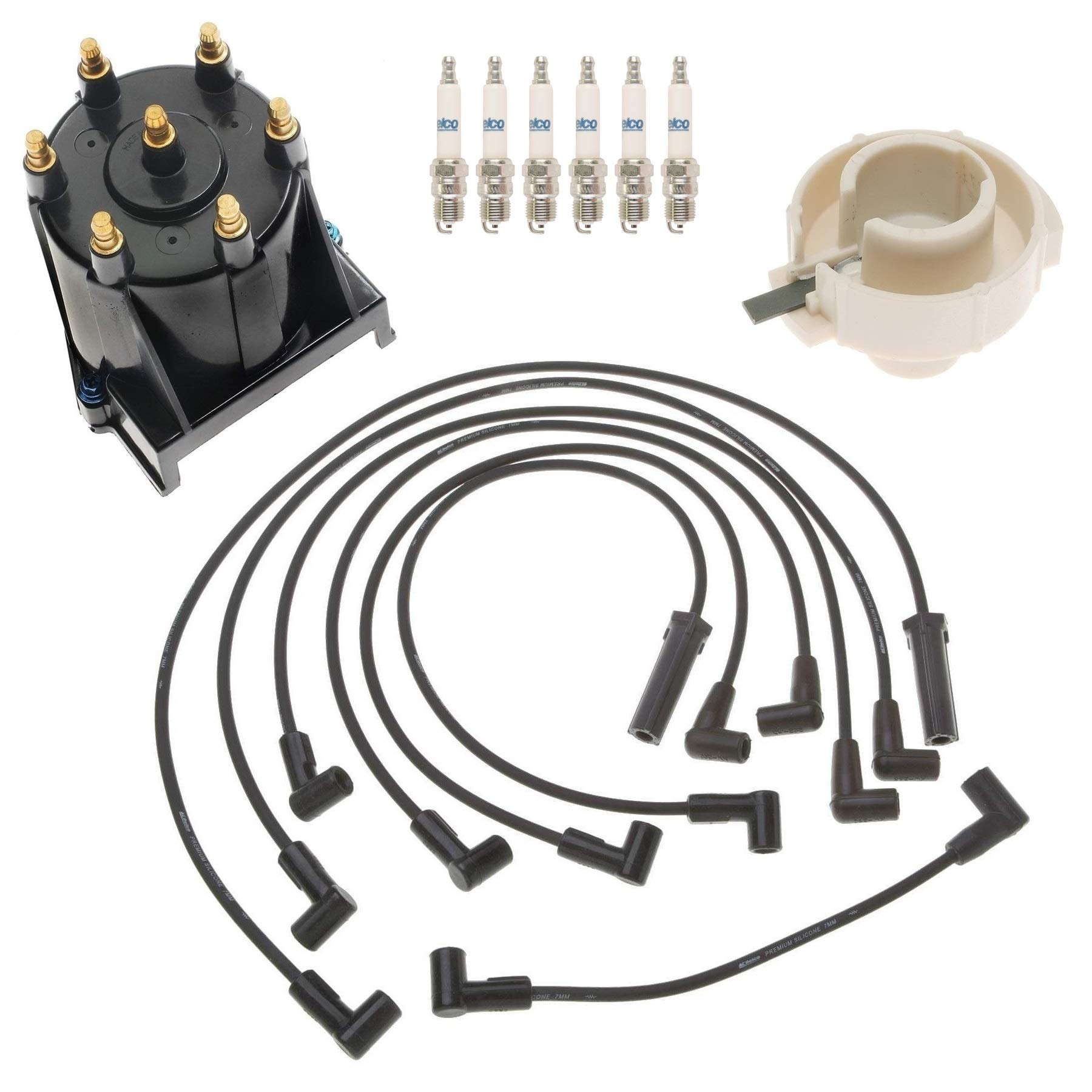 Ignition Kit Distributor Rotor Cap Wire Spark Plugs for Chevy GMC 4.3L V6 Engine - Compatible with Chevy Silverado, GMC Sierra & More - Perfect for Engine Tune-Ups & Performance Upgrades