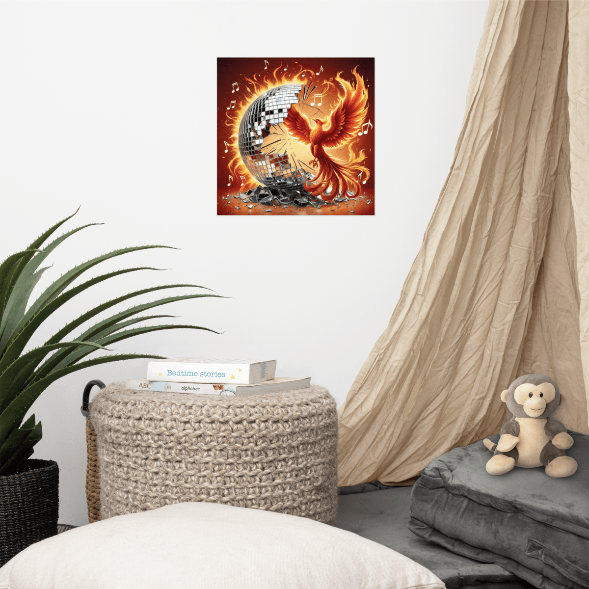 Disco Phoenix Poster - Vibrant Wall Art for Home & Office Decor | Perfect for Bedroom, Living Room & Party Decorations