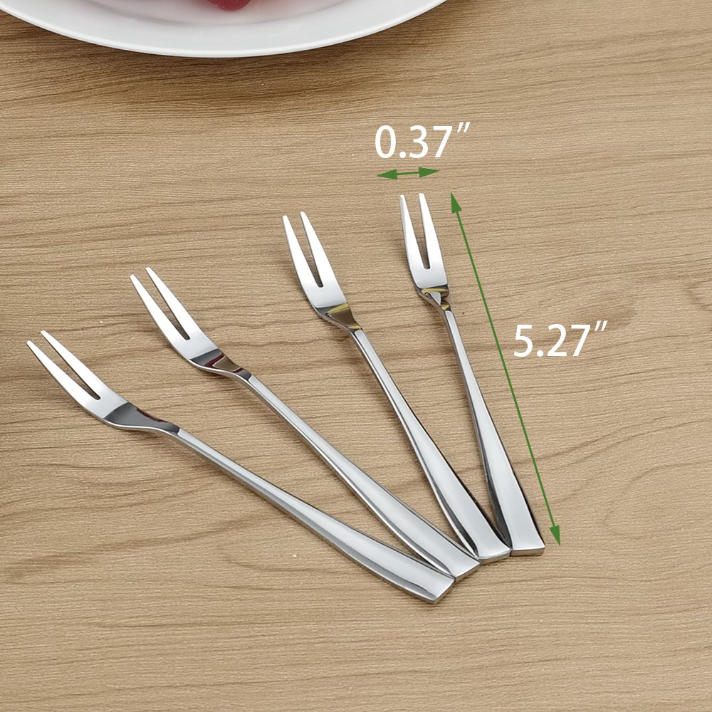 16-Piece Stainless Steel Two Prong Forks - Elegant Bistro Cocktail Forks & Small Fruit Forks Set for Appetizers, Desserts, and Charcuterie Boards | Perfect for Parties, Weddings, and Home Entertaining