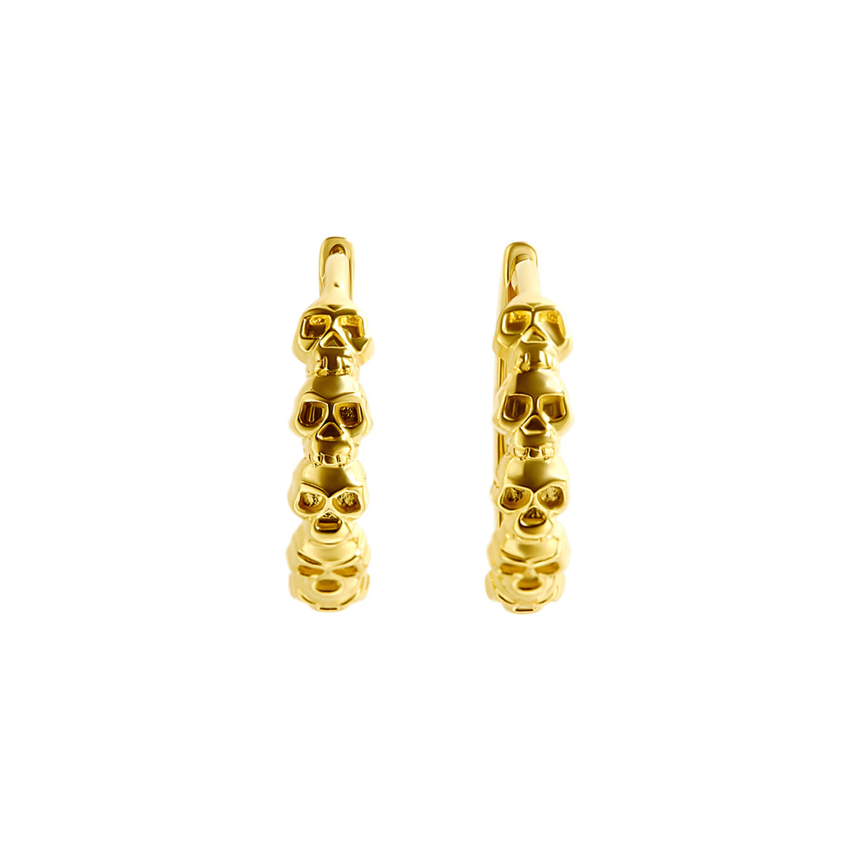 Skull Huggie Earrings in Gold - Trendy Gothic Jewelry for Women - Perfect for Halloween, Parties, and Everyday Wear