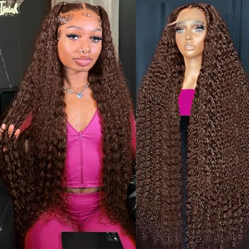 #4 Deep Wave Chocolate Brown Lace Front Wig Human Hair