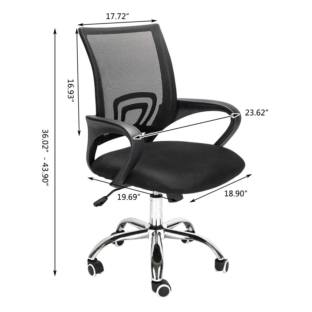 Ergonomic Mesh Office Chair with Adjustable Headrest & Armrests - Black Swivel Desk Chair for Home & Office Use - Height Adjustable, Gas Lift, Breathable Back Support - Perfect for Long Work Hours & Gaming Sessions