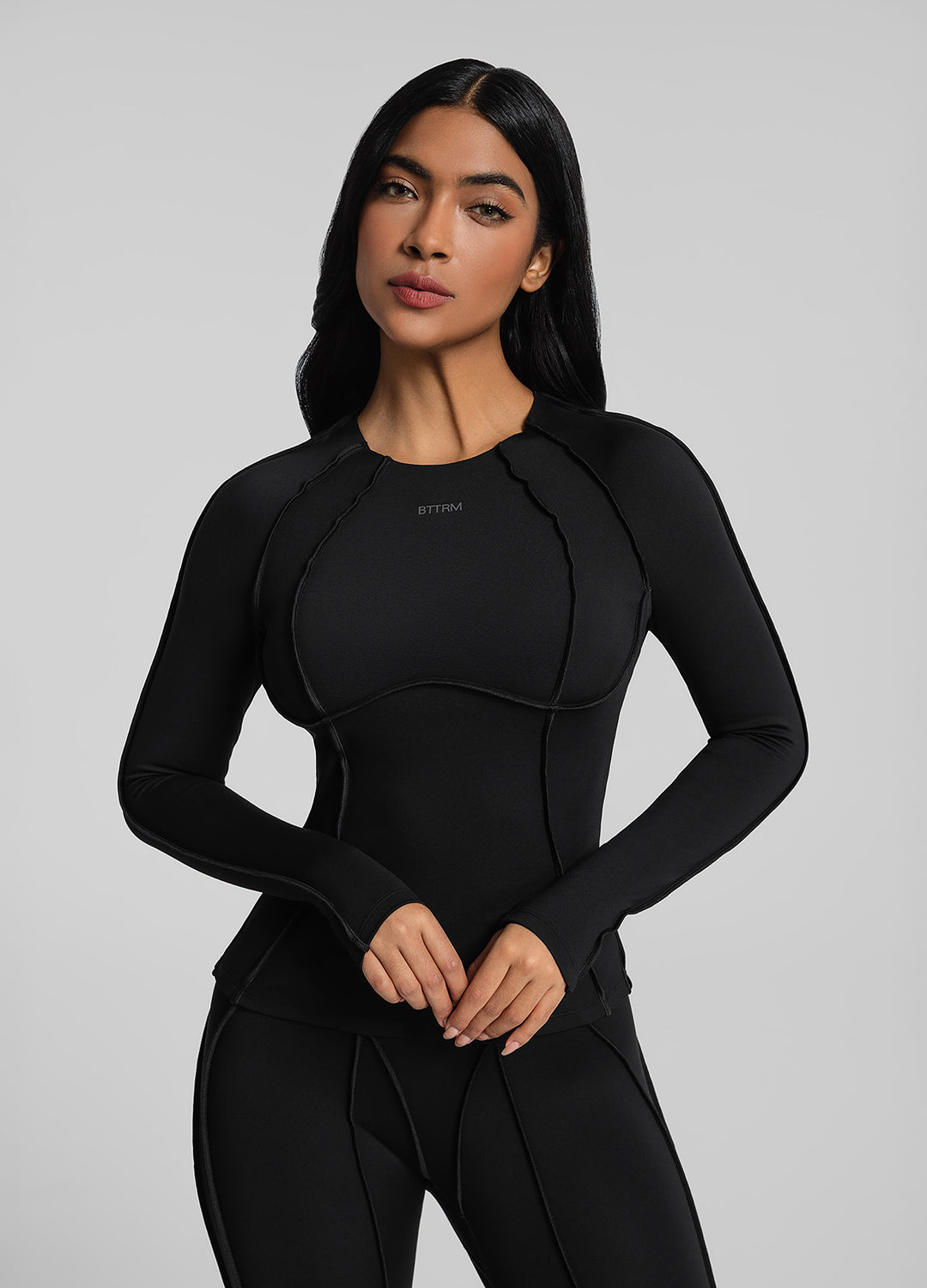 Contour Stitch Long Sleeve T-Shirt for Women - Slim Fit Stretchy Comfortable Casual Top for Everyday Wear | Perfect for Work, Gym & Layering