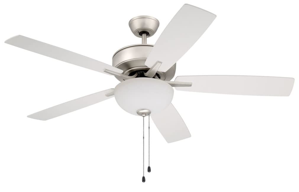 Craftmade P211BNK5-52DWGWN 52-Inch Indoor Ceiling Fan with LED Light Kit, 5 Reversible Driftwood/Grey Walnut Blades, Brushed Nickel Finish - Perfect for Living Room, Bedroom, and Office Spaces