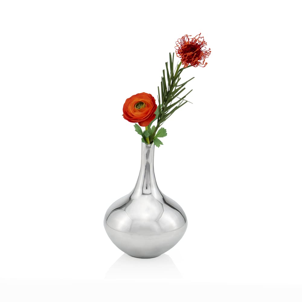 Modern Day Accents 5793 Slim Narrow Neck Silver Flower Vase - 12