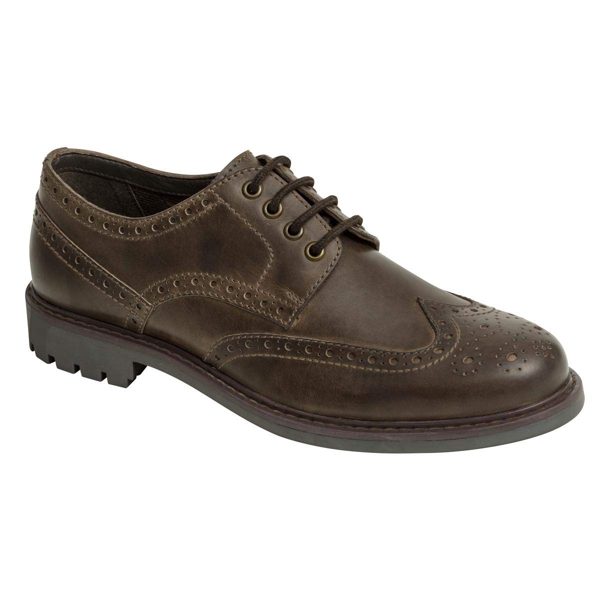 Hoggs of Fife Inverurie Men's Country Brogue Shoes - Waxy Brown Leather, Size Euro 40 - Classic Casual & Outdoor Walking Shoes for Men - Perfect for Work, Travel, and Daily Wear