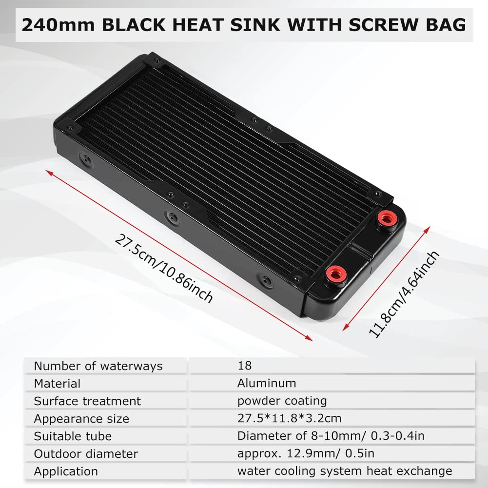 240mm RGB LED PC Water Cooling Kit - CPU Liquid Cooler with Heat Sink & High Performance Fans for Gaming Computer - Perfect for Overclocking and High-End PC Builds