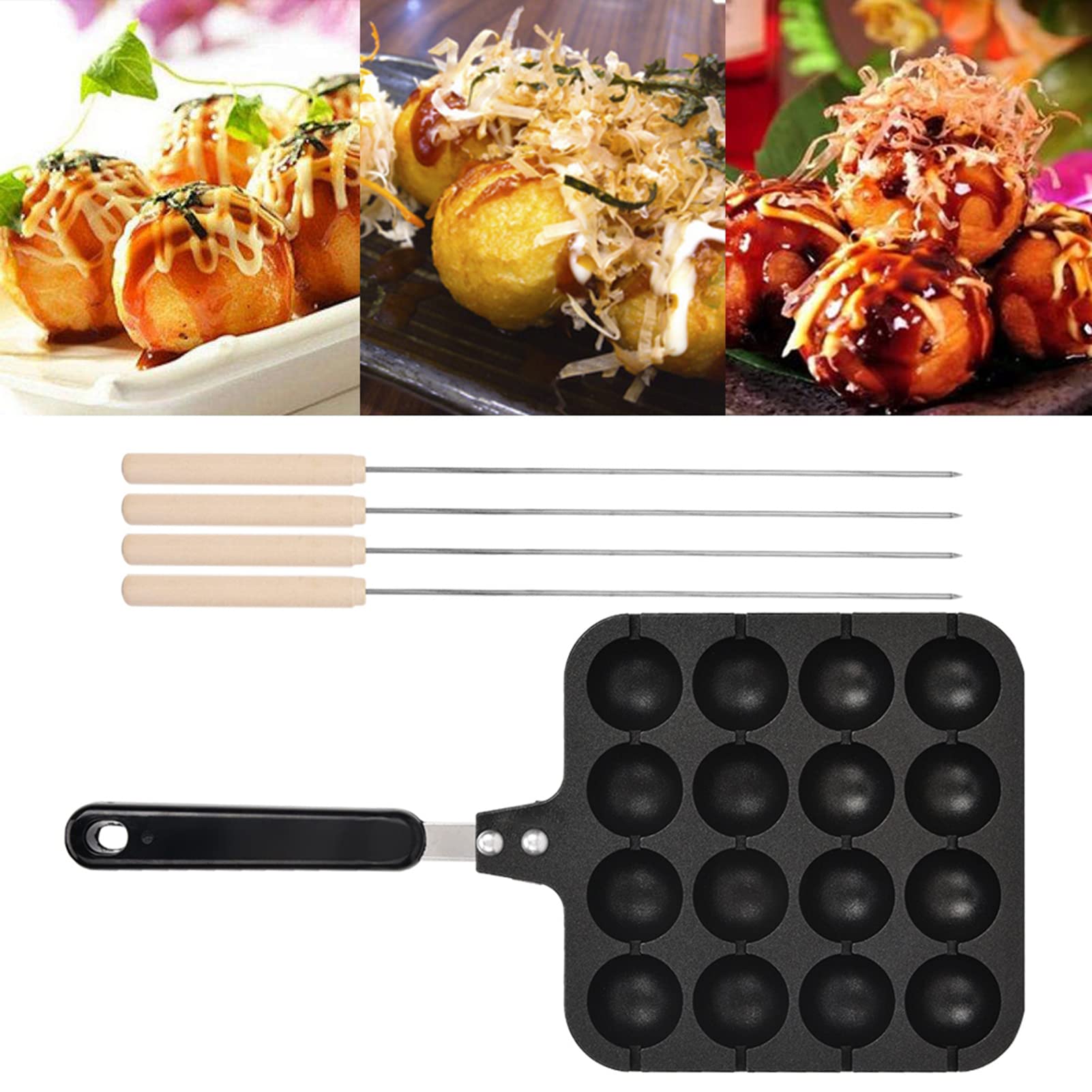 Cast Aluminum Non-Stick Takoyaki Grill Pan - Octopus Ball Maker for Perfect Japanese Snacks - Home Kitchen Accessories for Cooking, Baking & Party Food Prep