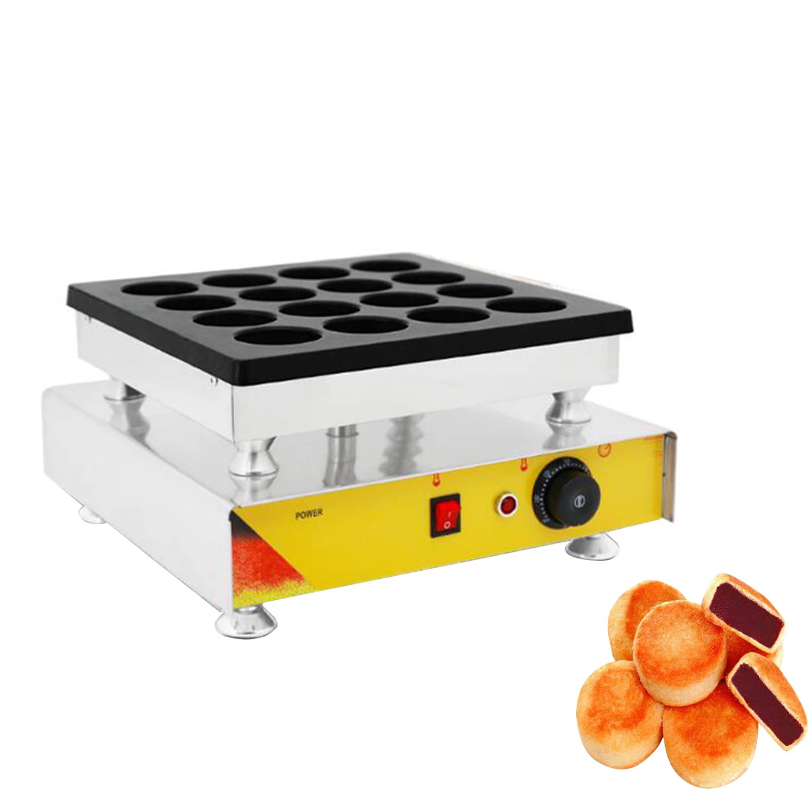 INTSUPERMAI 110V Commercial Waffle Maker - 16 Hole Non-Stick Electric Waffle Iron for Red Bean Cakes, Pancakes & Waffles - Perfect for Restaurants, Cafes, and Home Breakfast Cooking