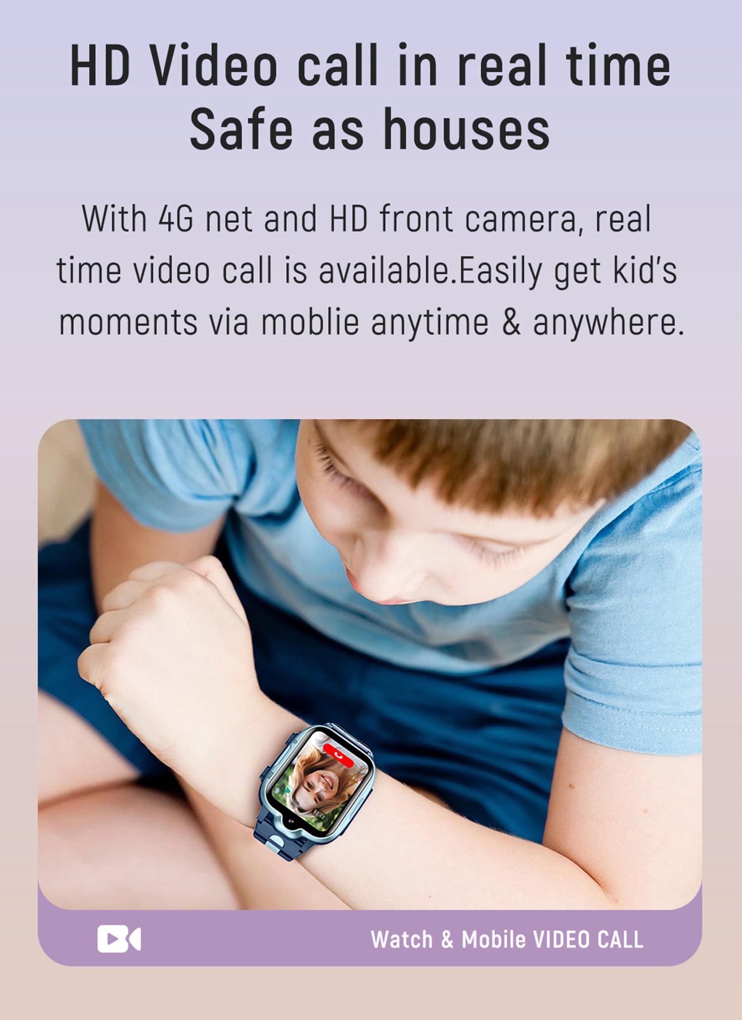 4G GPS Smart Watch for Kids Ages 3-15 - Waterproof Tracker with Real-Time Location, Video Calls, SOS Alarm, Voice Chat & Messaging - Perfect Gift for Boys & Girls (Blue) - Ideal for School, Outdoor Activities & Child Safety