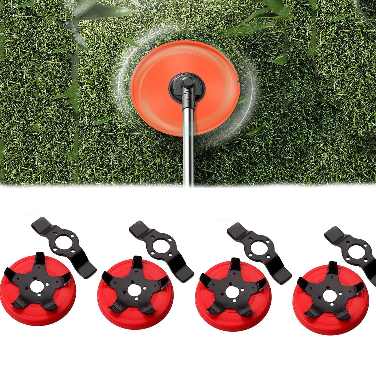 2023 Upgraded Universal Steel Weeder Plate Brush Cutter Head - 4PC Replacement Blades for Lawn Mower & Grass Trimmer - Durable Weed Cutting Accessories for Yard Maintenance, Landscaping & Gardening