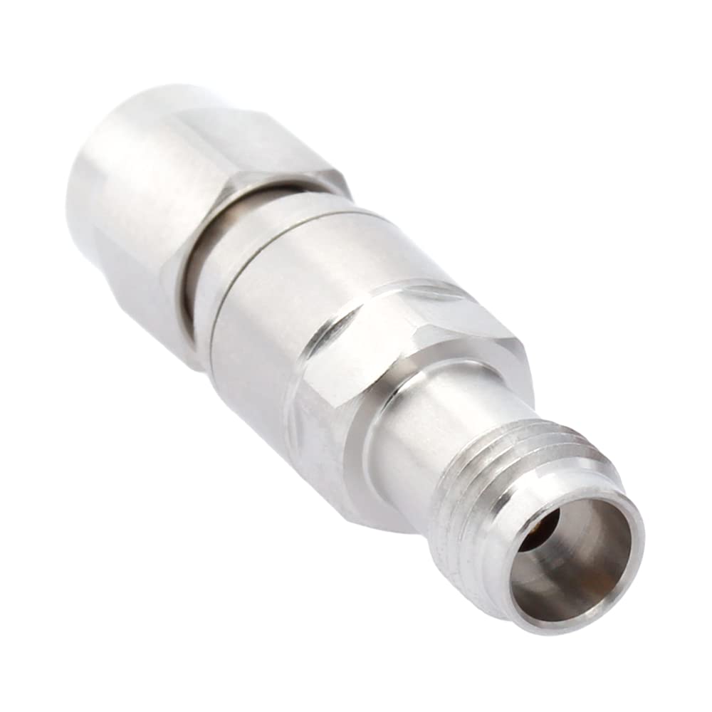 2.4mm Female to 3.5mm Male Microwave Adapter | DC to 34GHz 50 Ohm RF Connector | Stainless Steel Body | for Lab Equipment, Test Instruments & RF Applications