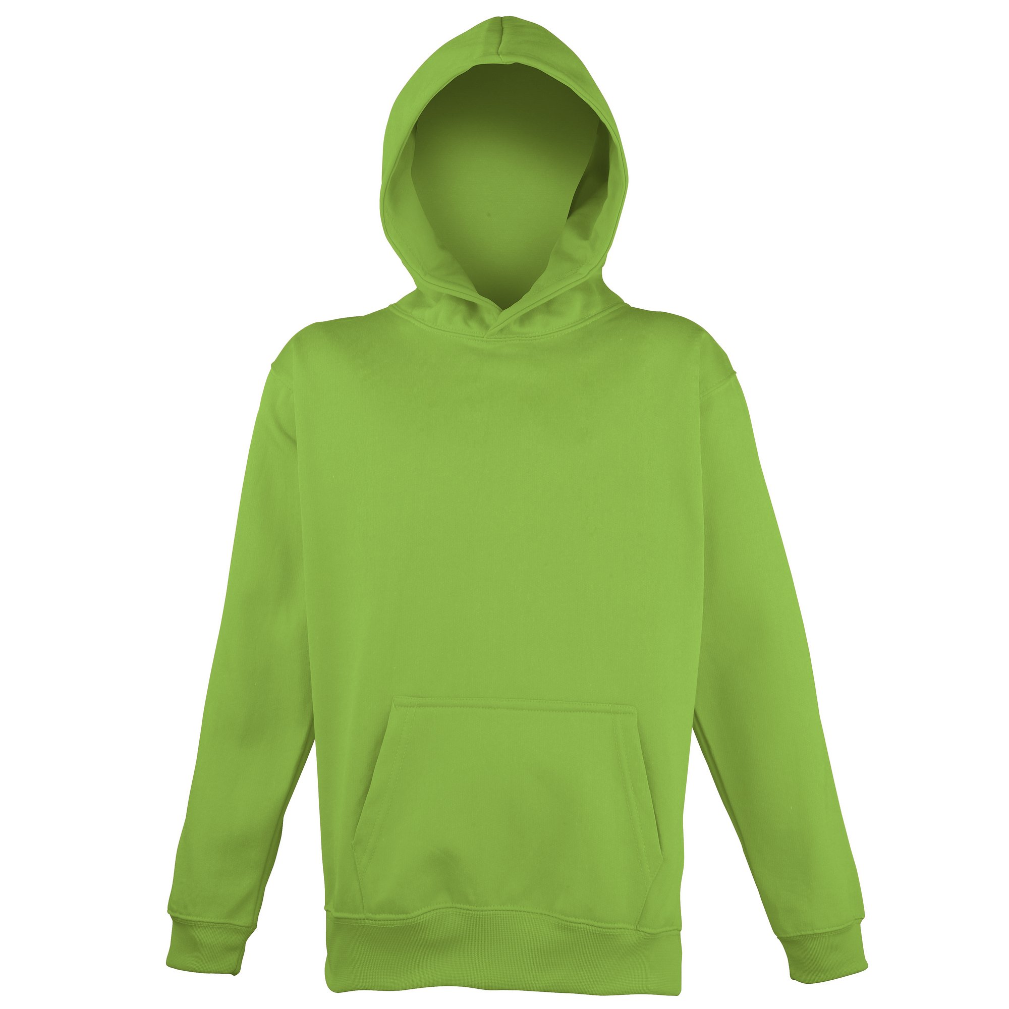 Unisex Kids' Electric Green Hooded Sweatshirt - AWDis School Hoodie for Boys & Girls (Ages 12-13) | Warm Fleece Pullover for School, Play & Outdoor Activities