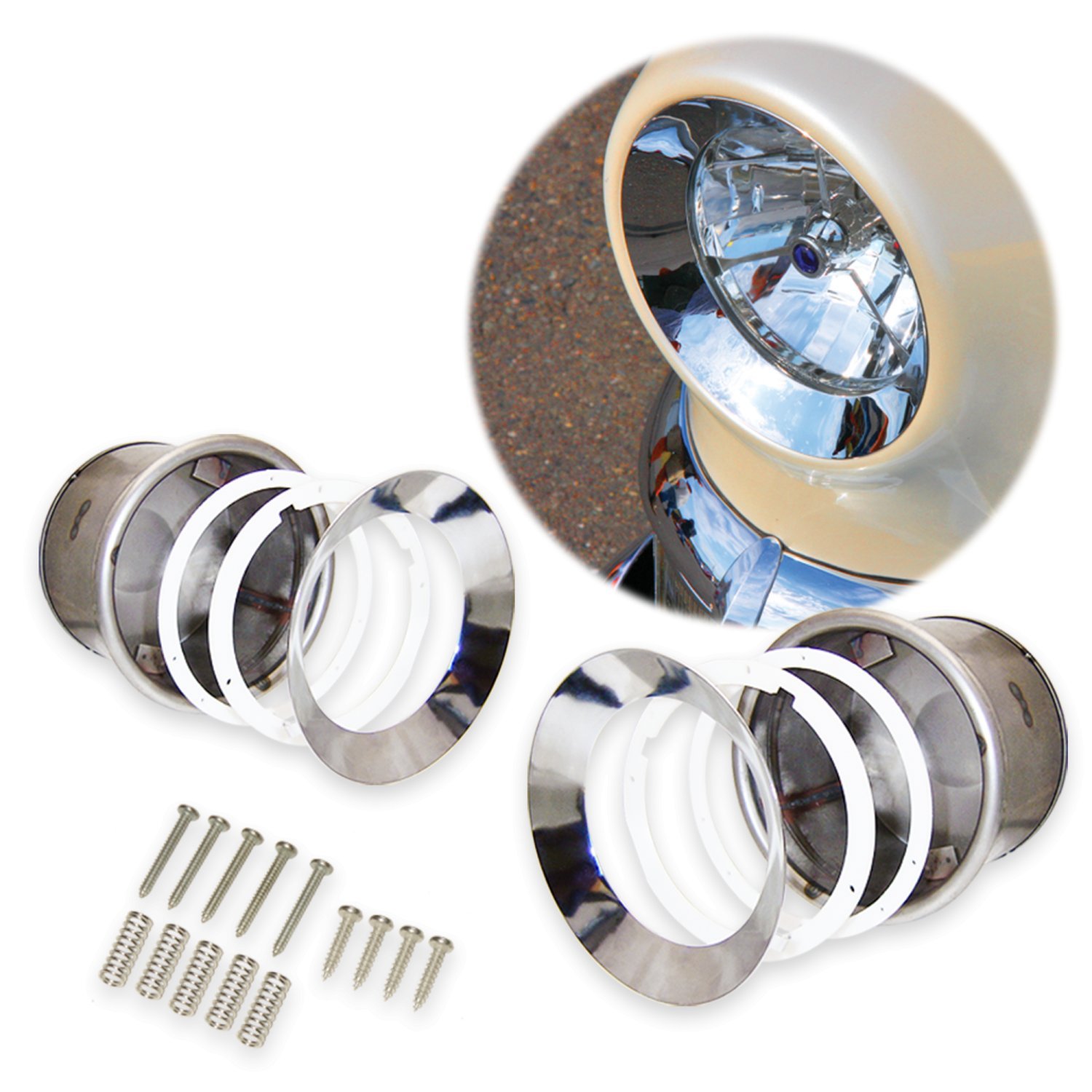 AutoLoc 9634 Universal Frenched Headlight Kit - 1 Pair for Classic & Custom Cars - Perfect for Hot Rods, Restorations & Show Vehicles