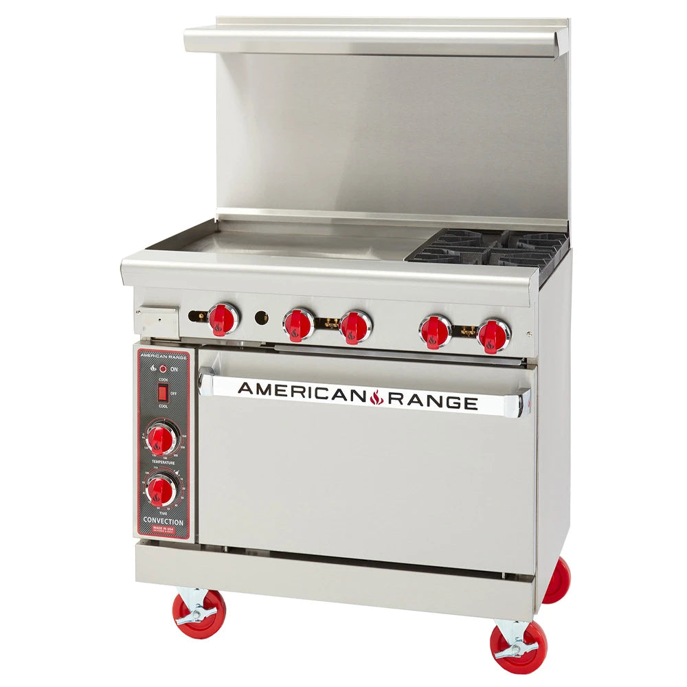 American Range AR 24G 2B 36-Inch 2-Burner Gas Range with 24-Inch Griddle & Standard Oven - Perfect for Commercial Kitchens & Restaurant Cooking